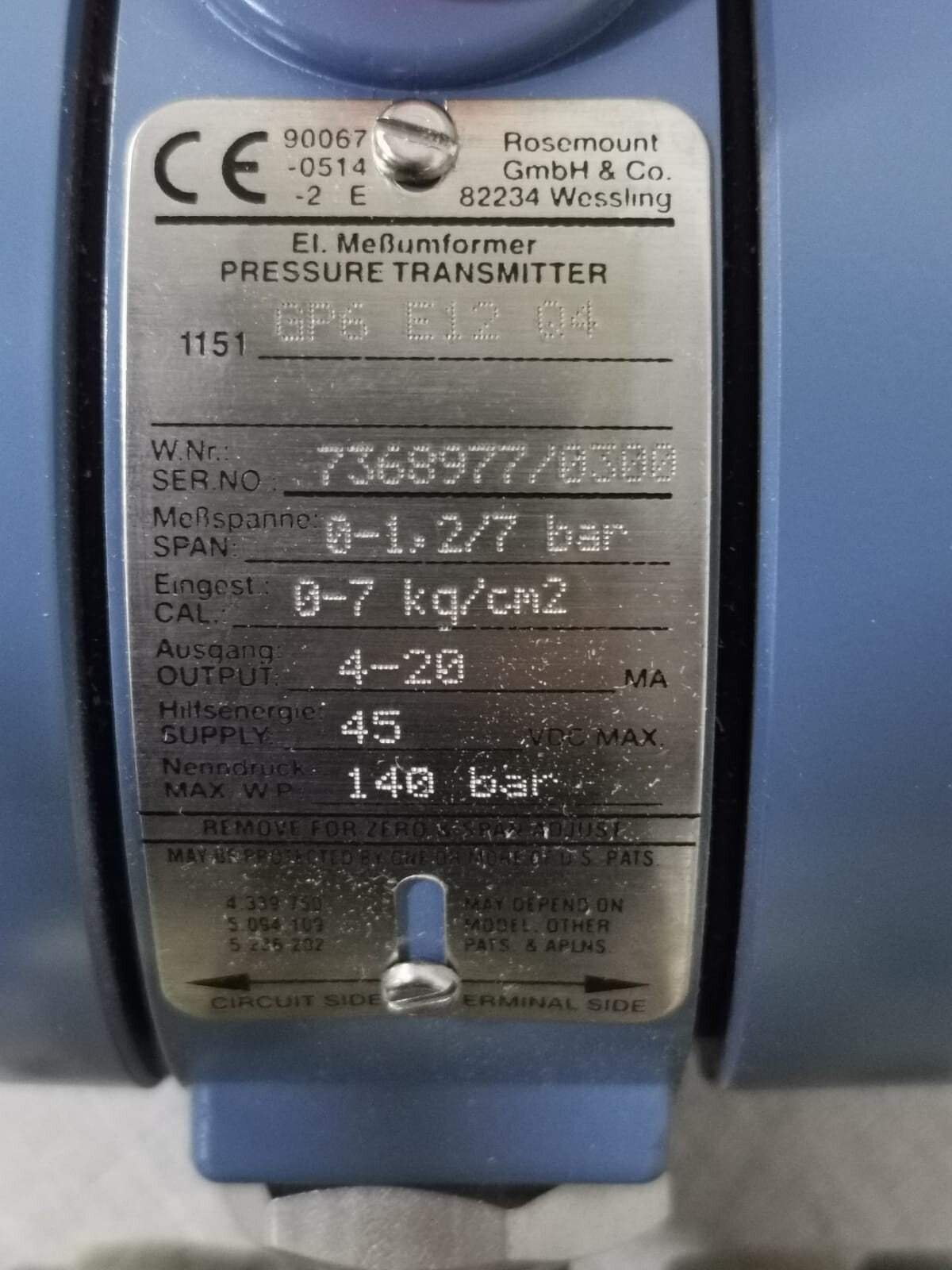 Rosemount 1151-GP6E12Q4 ROSEMOUNT 1151-GP6E12Q4 Pressure Transmitter 2