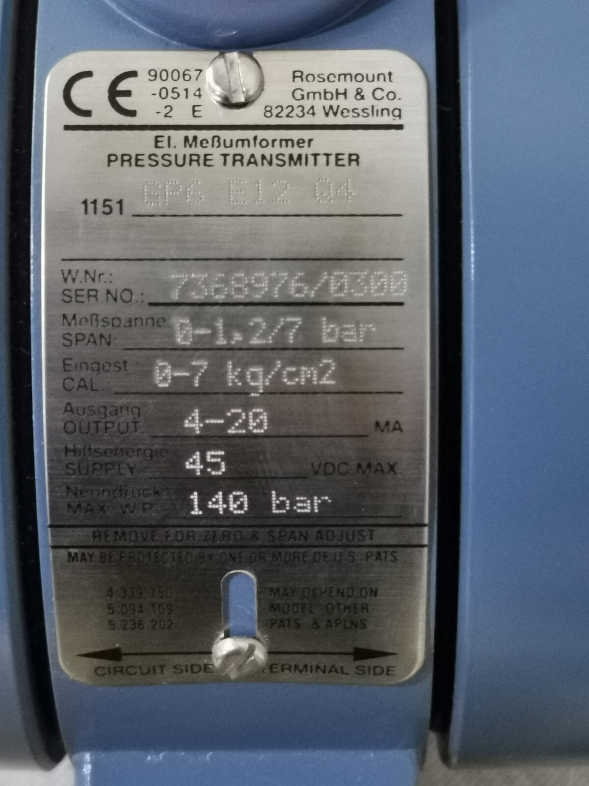 Rosemount 1151-GP6E12Q4 ROSEMOUNT 1151-GP6E12Q4 Pressure Transmitter 2