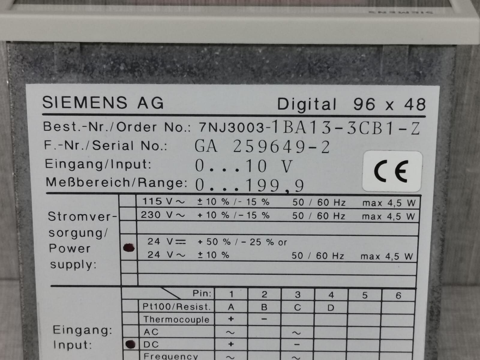 Siemens 7NJ3003-1BA13-3CB1-Z SIEMENS AG 7NJ3003-1BA13-3CB1-Z DIGITAL DISPLAY 3