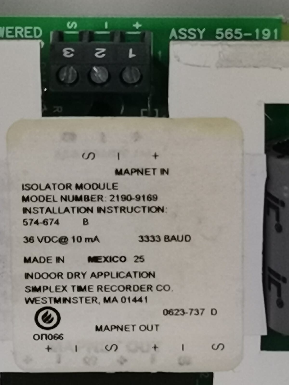 Simplex 2190-9169 SIMPLEX 2190-9169 ISOLATOR MODULE 2