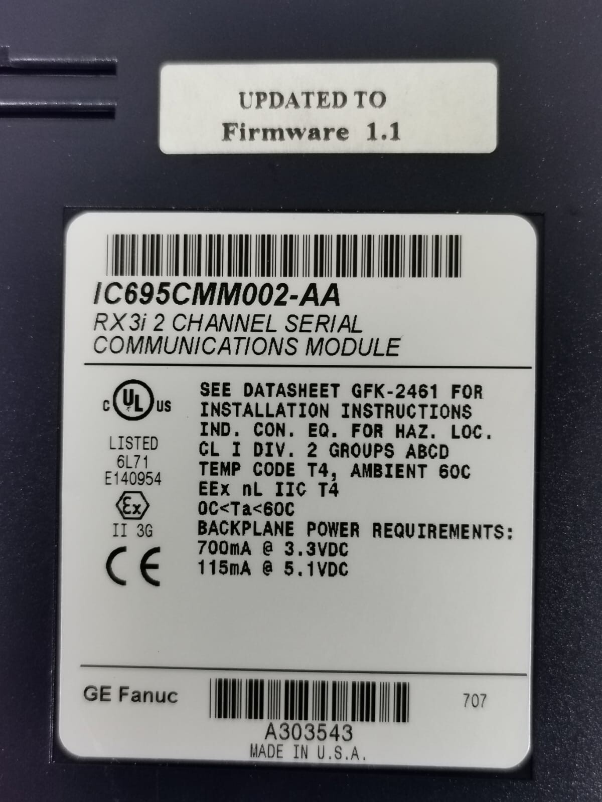 GE Fanuc IC695MM002-AA RX3i GE Fanuc IC695MM002-AA RX3i 2 Channel Serial Communications Module 2