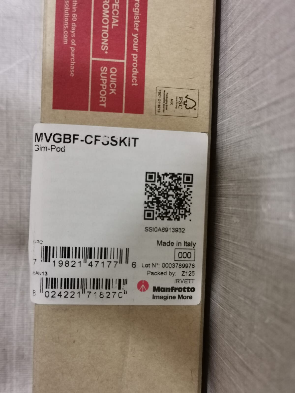MANFROTTO MVGBF-CFSSKIT MANFROTTO MVGBF-CFSSKIT GIM-POD 3