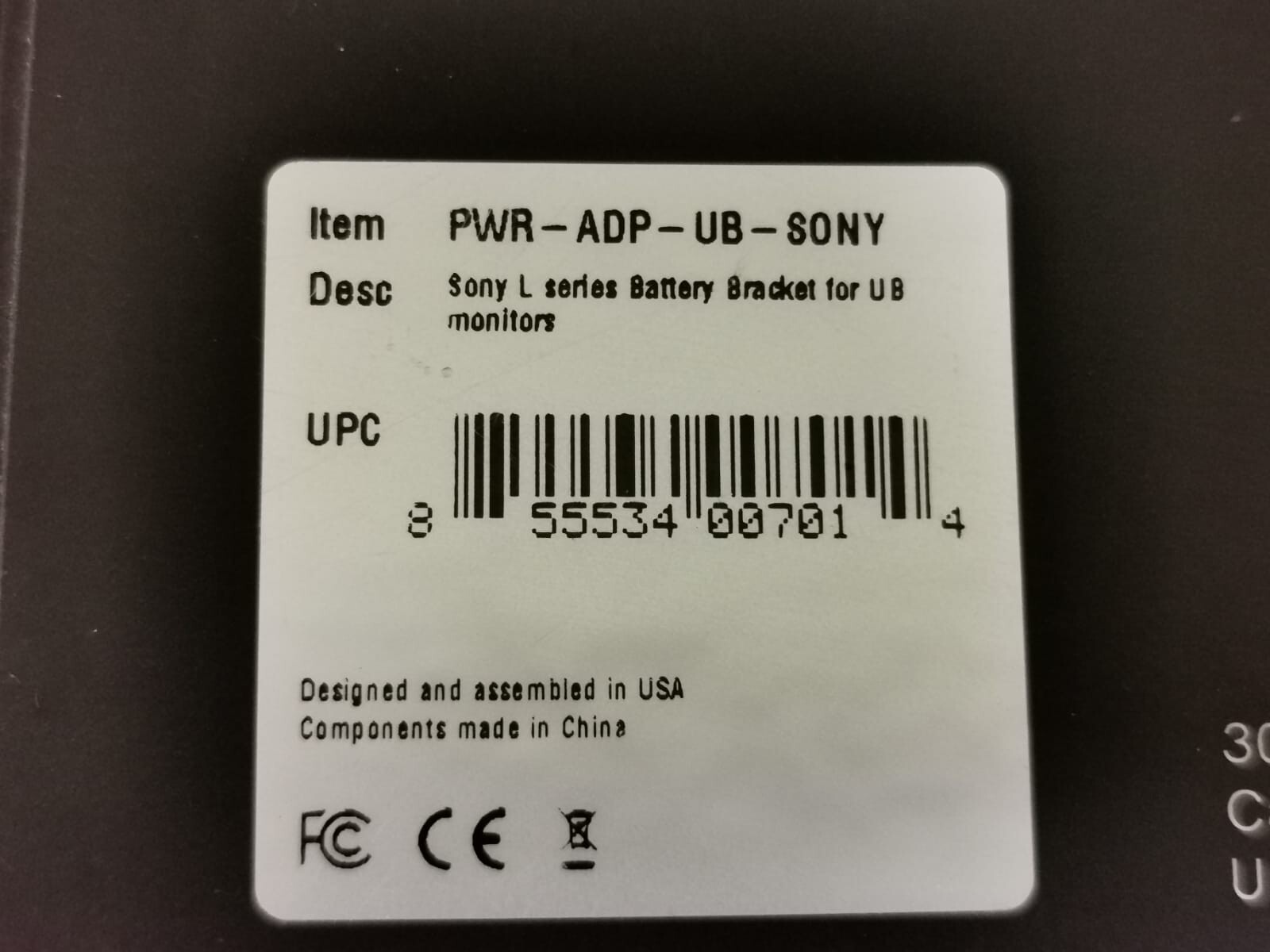 SmallHD Sony-L Series Battery Bracket for UB Monitors PWR-ADP-UB-SONY SmallHD Sony-L Series Battery Bracket for UB Monitors PWR-ADP-UB-SONY 2