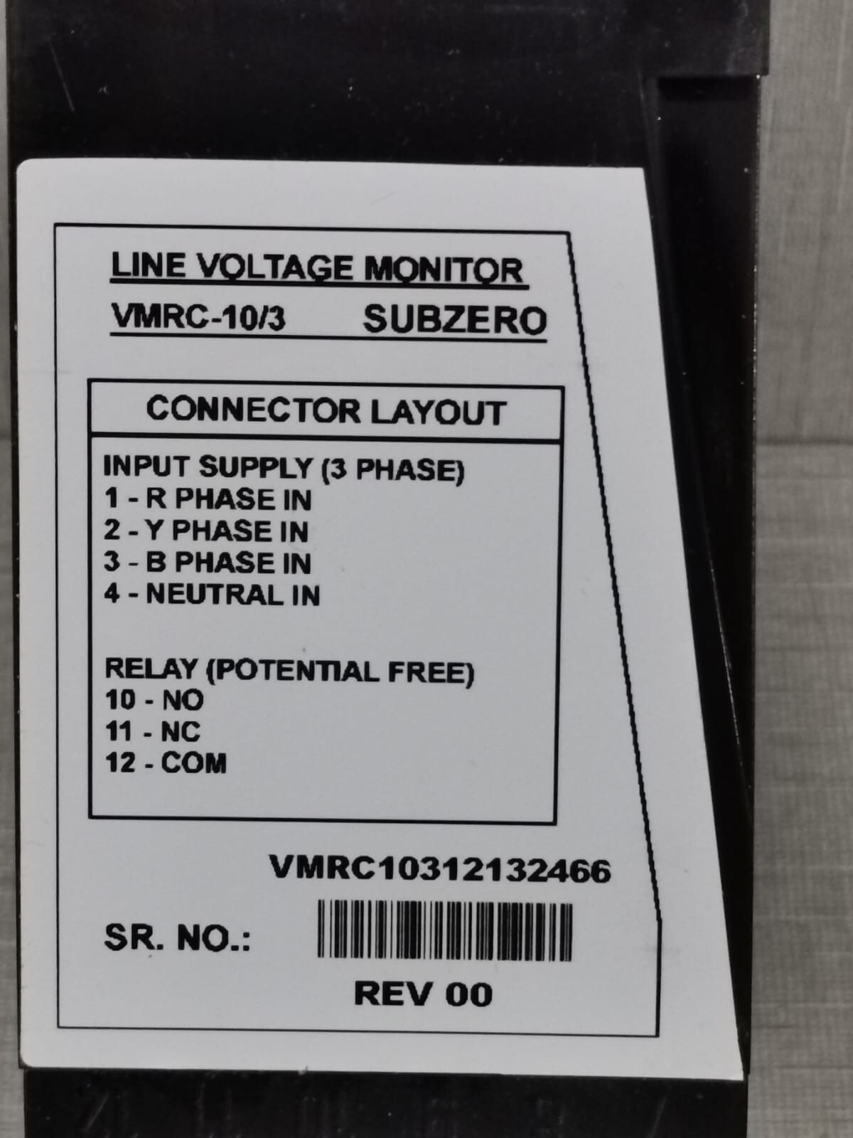 SUB-ZERO VMRC-10/3 SUB-ZERO VMRC-10/3 THREE PHASE LINE VOLTAGE MONITOR (LVM) 4