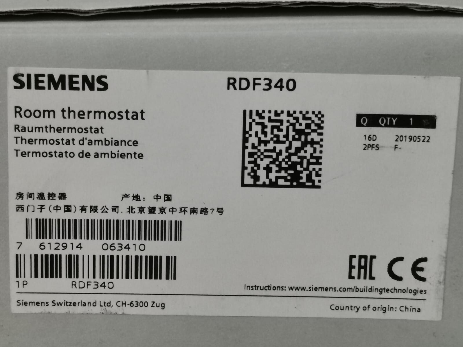 Siemens RDF340 SIEMENS RDF340 ROOM TEMPERATURE CONTROLLER 3