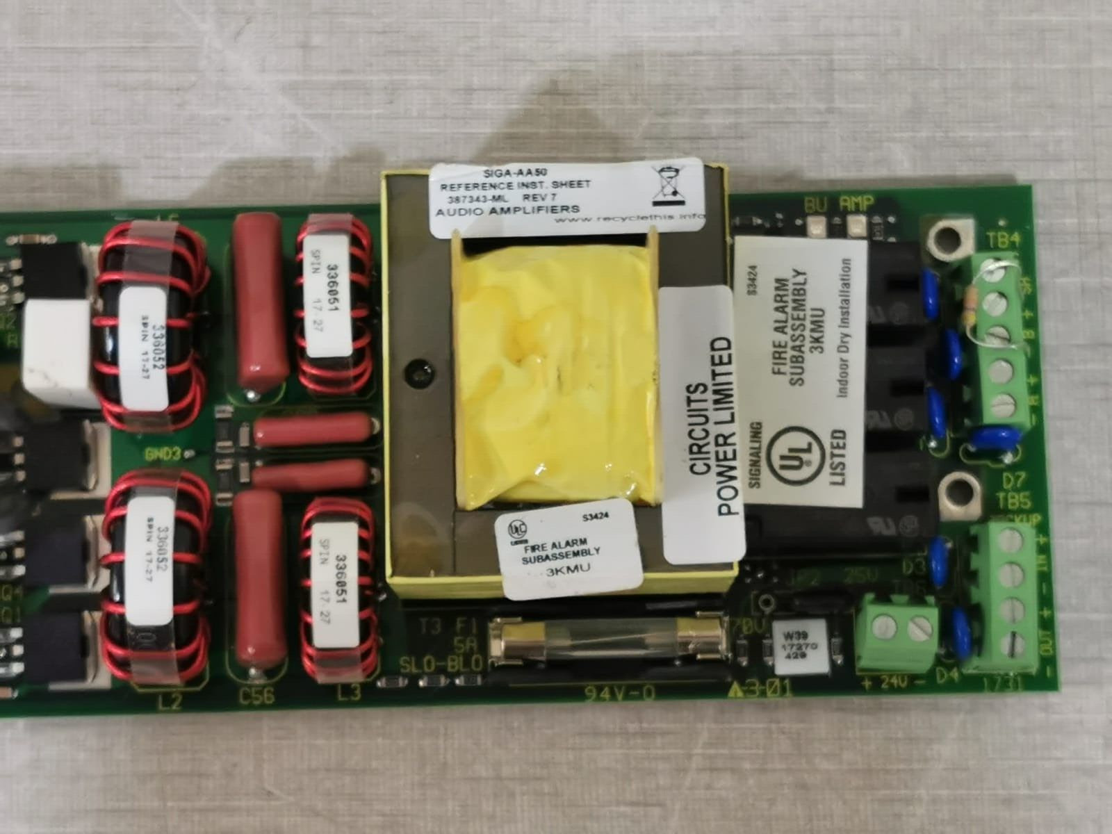 Edwards SIGA-AA50 Edwards SIGA-AA50 Fire Alarm Audio Amplifier PCB Board 4