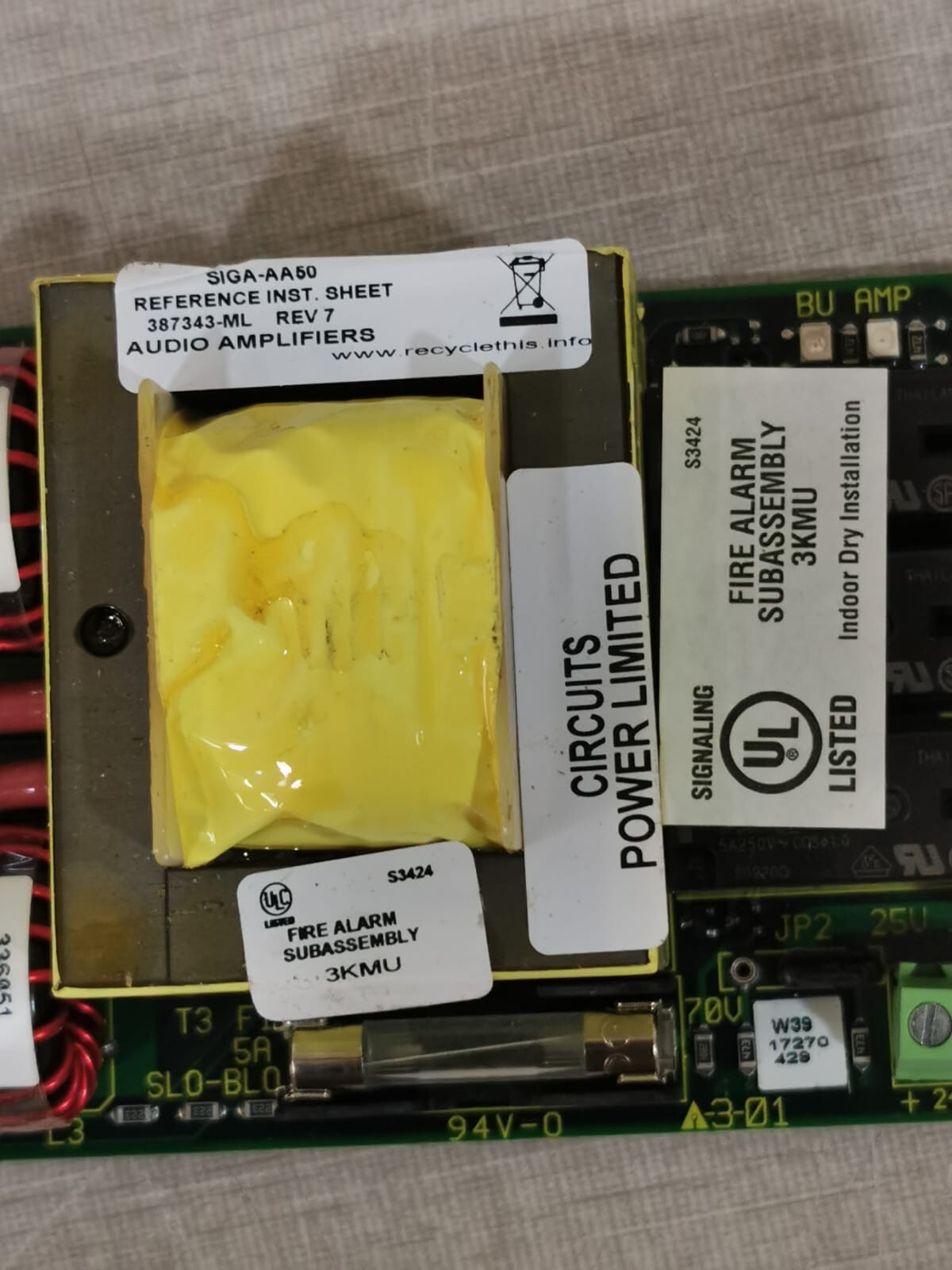 Edwards SIGA-AA50 Edwards SIGA-AA50 Fire Alarm Audio Amplifier PCB Board 5