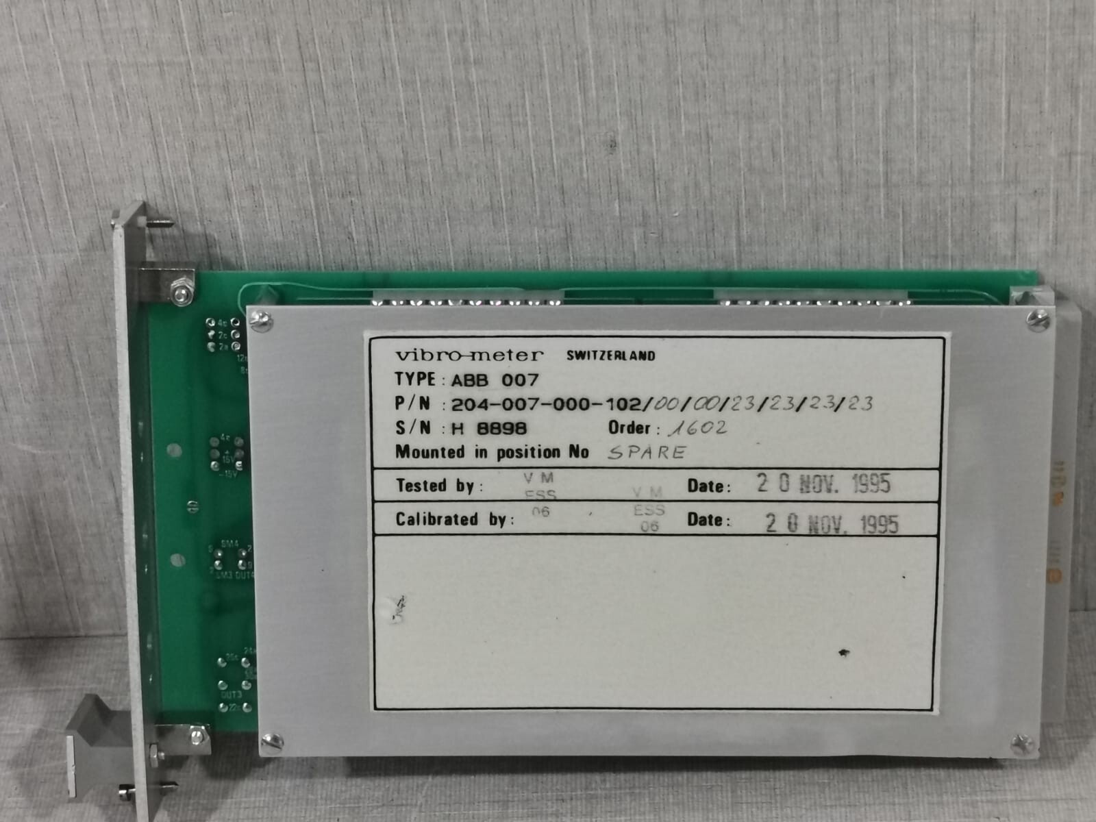 VIBRO-METER 204-007-000-102 VIBRO-METER ABB 007 /204-007-000-102 U/I MODULE 4