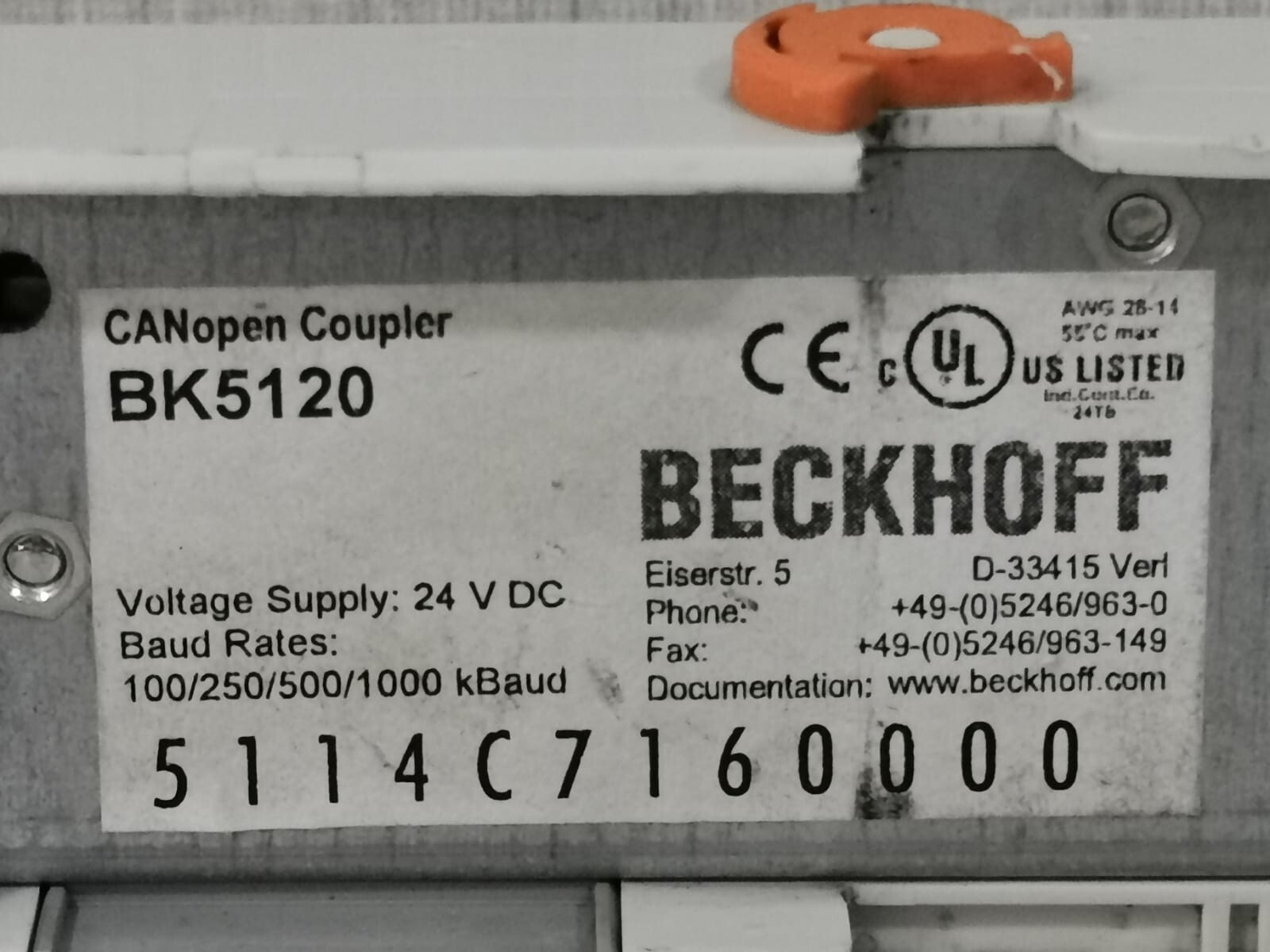 Beckhoff BK5120 BECKHOFF BK5120 CANopen COUPLER 7