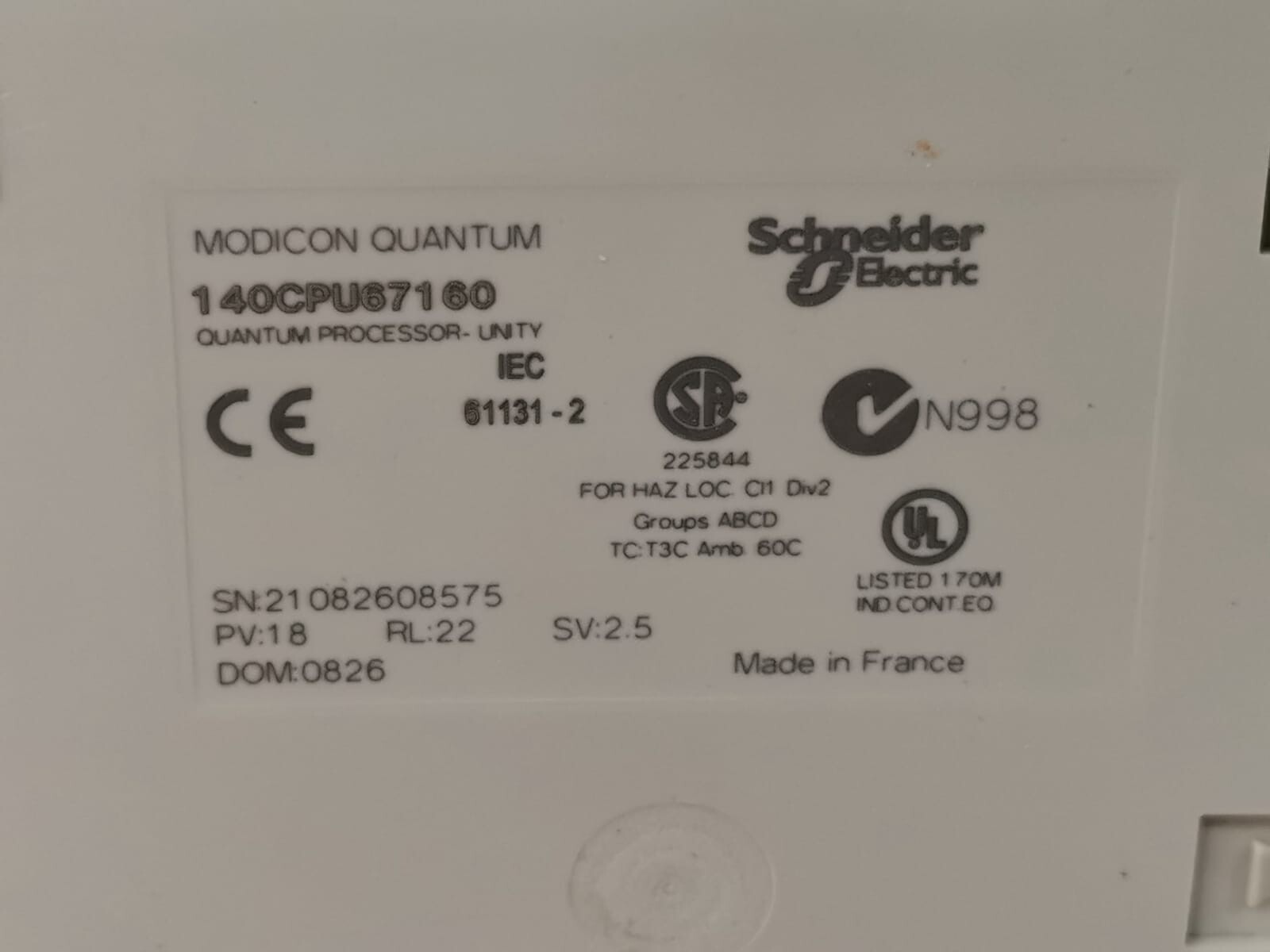 Schneider Electric 140CPU67160 Schneider Electric 140CPU67160 Modicon Quantum Processor 2