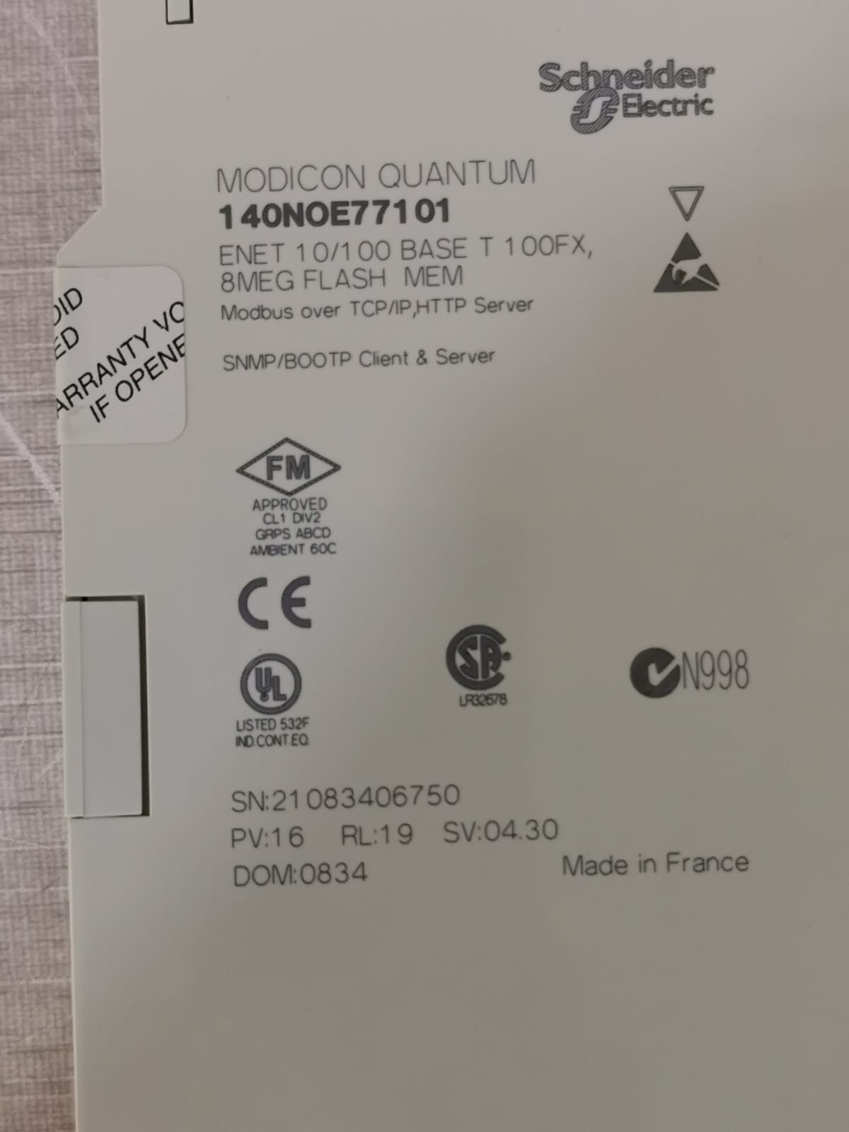 Schneider Electric 140NOE77101 Schneider Electric 140NOE77101 Modicon Quantum Ethernet 10/100 Module 2