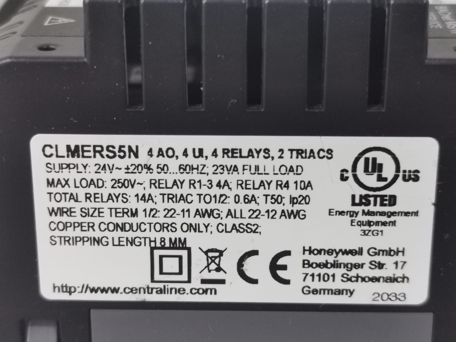 Honeywell CLMERS5N CENTRA LINE BY HONEYWELL CLMERS5N 4 RELAYS 24V 4