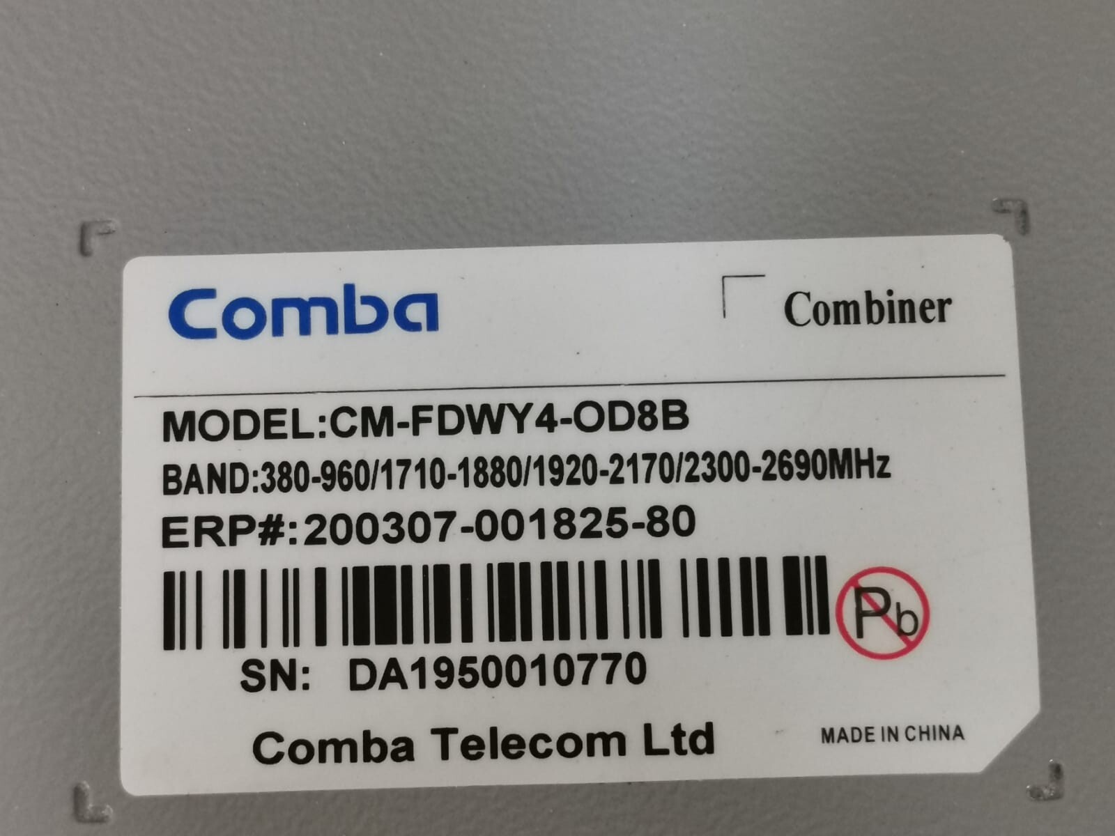 COMBA CM-FDWY4-OD8B COMBA CM-FDWY4-OD8B OUTDOOR QUAD-BAND COMBINER 6