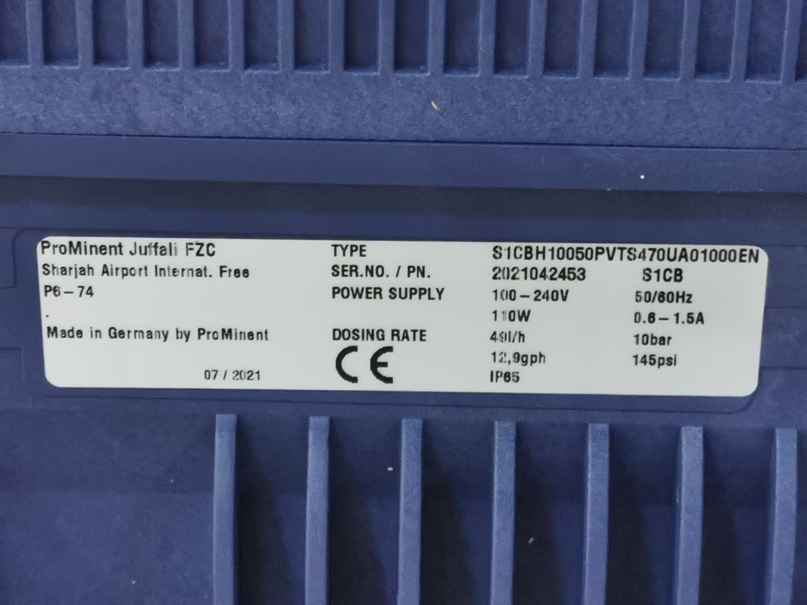 Prominent S1CBH10050PVTS470UA01000EN Prominent S1CBH10050PVTS470UA01000EN Motor-Driven Metering Pump - SIGMA/ 1 S1Cb 2