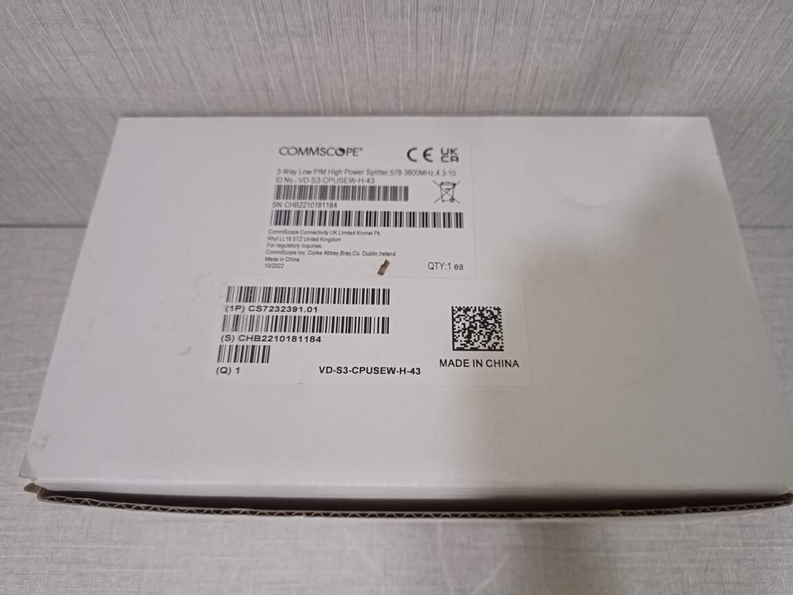 COMMSCOPE VD-S3-CPUSEW-H-43 COMMSCOPE VD-S3-CPUSEW-H-43 3-Way Low P/M High Power Splitter With Clip 6