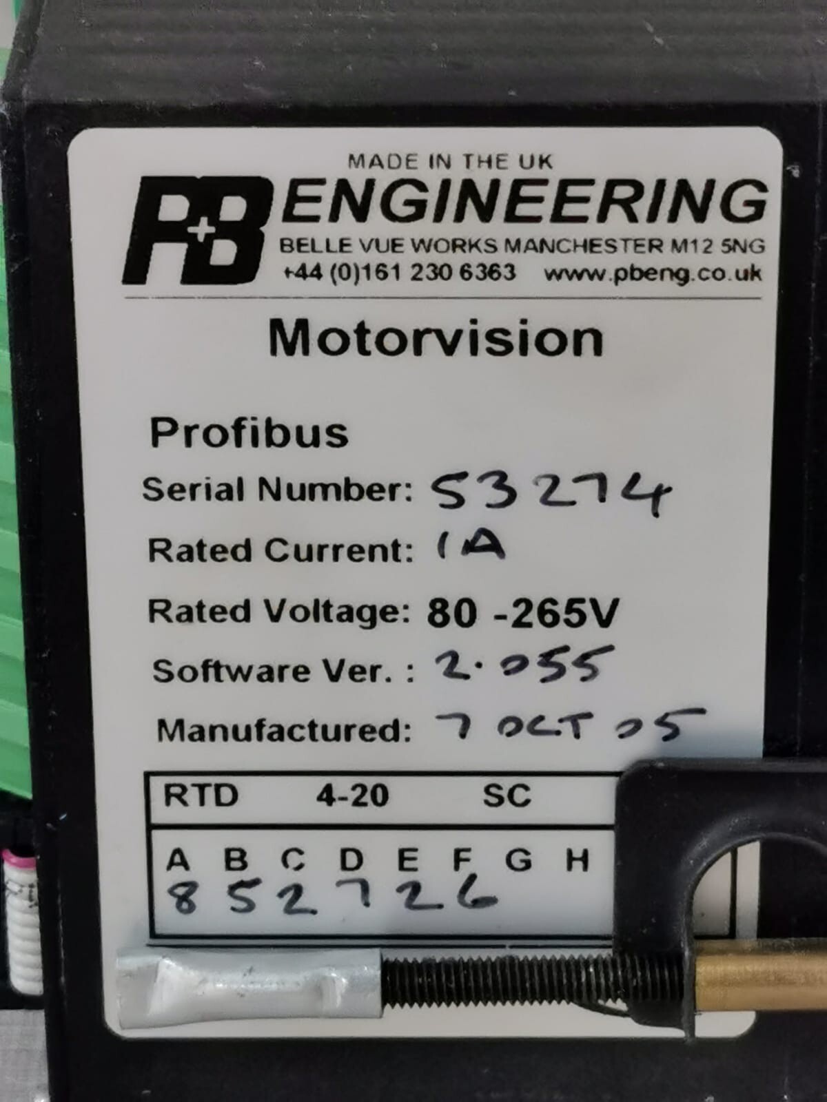P+B ENGINEERING PROFIBUS P+B ENGINEERING MOTORVISION PROFIBUS DIGITAL PROTECTION RELAY 4