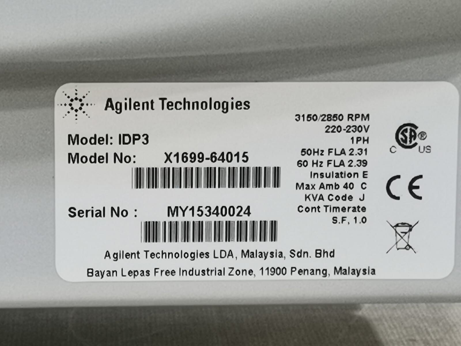 Agilent Technologies IDP-3 Agilent Technologies IDP-3 Dry Scroll Vacuum Pump 3