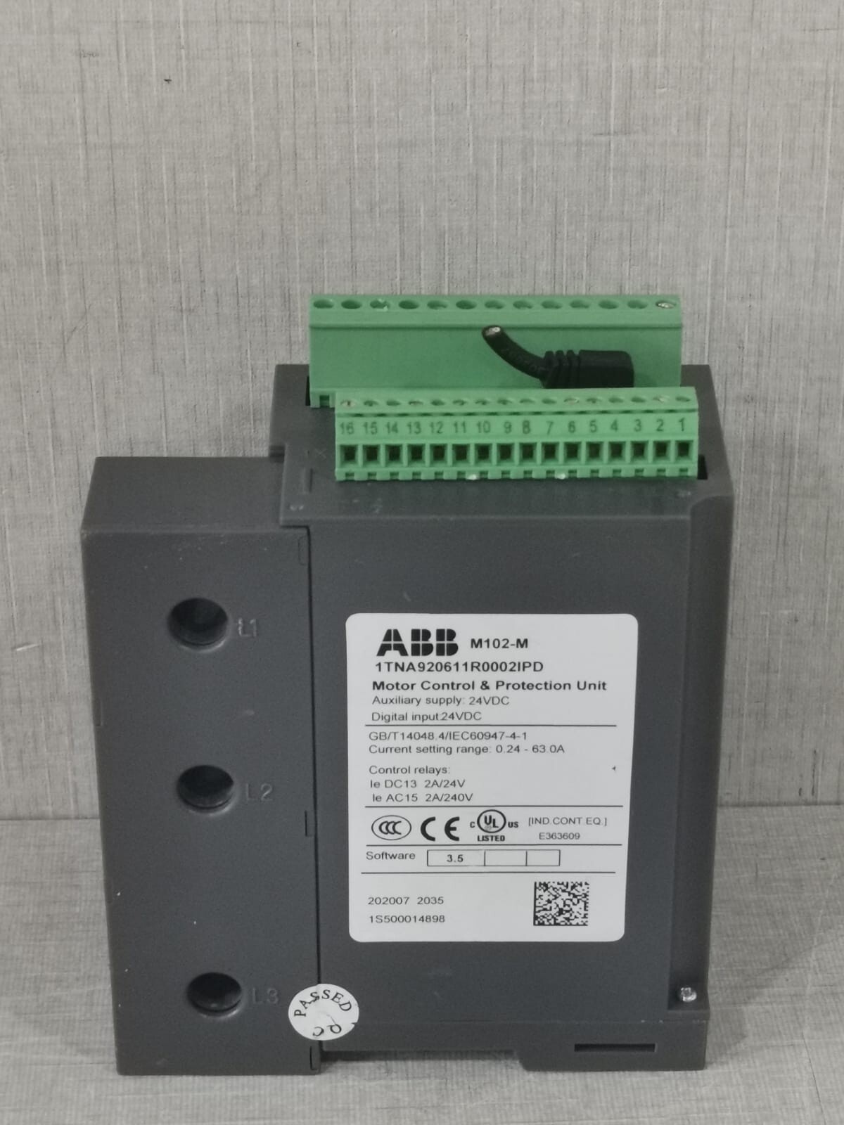 ABB ITNA920611R0002IPD ABB M102-M -ITNA920611R0002IPD SOFTWARE 3.5 MOTOR CONTROL & PROTECTION UNIT 4