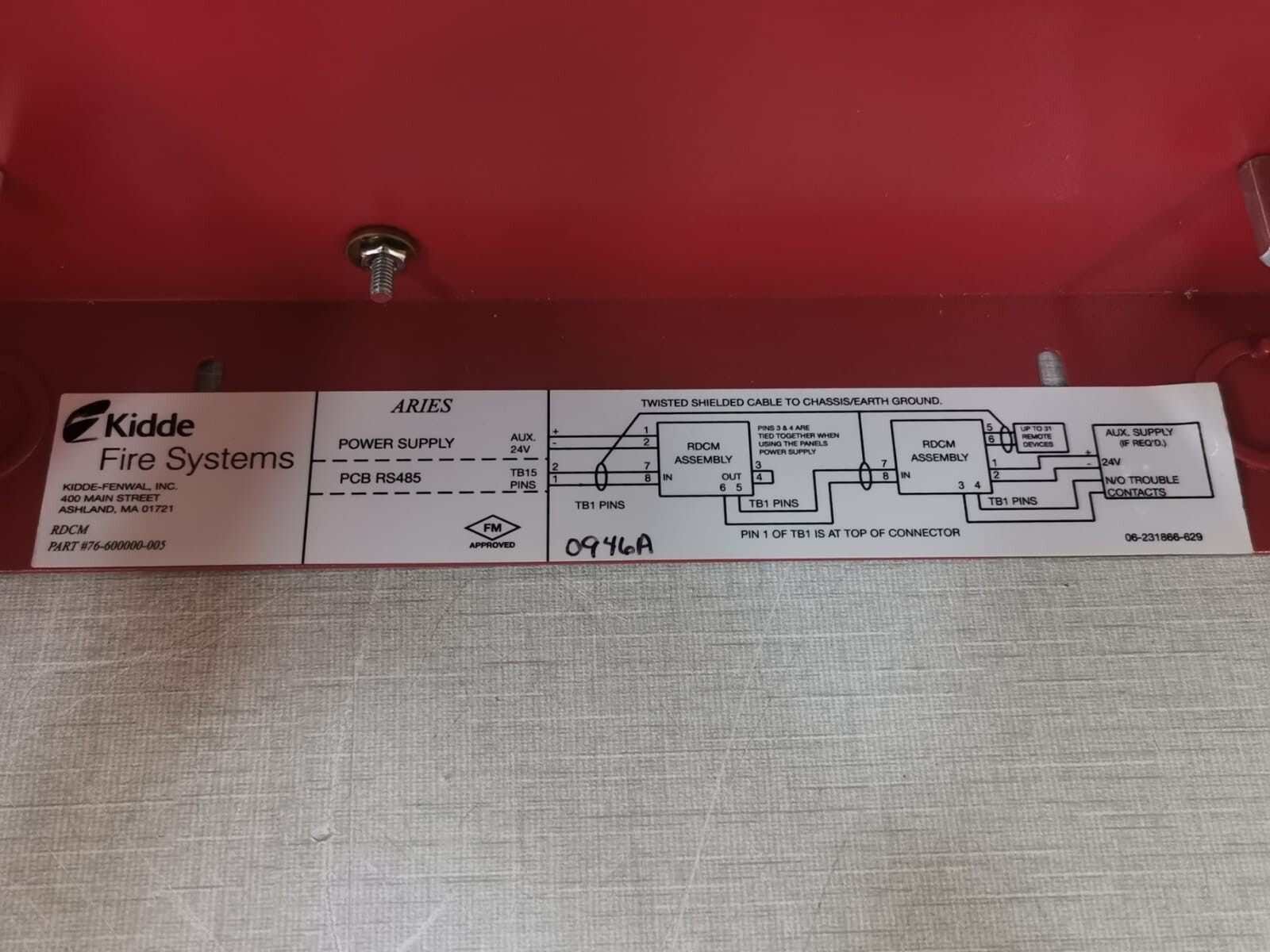 KIDDE-FENWAL 76-600000-005 Kidde-Fenwal 76-600000-005 Module Remote Display/Control Aries (RDCM) 4