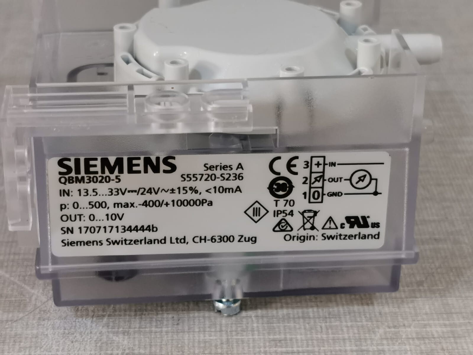 Siemens QBM3020-5 SIEMENS QBM3020-5 Ser. A Differential Pressure Sensor 8