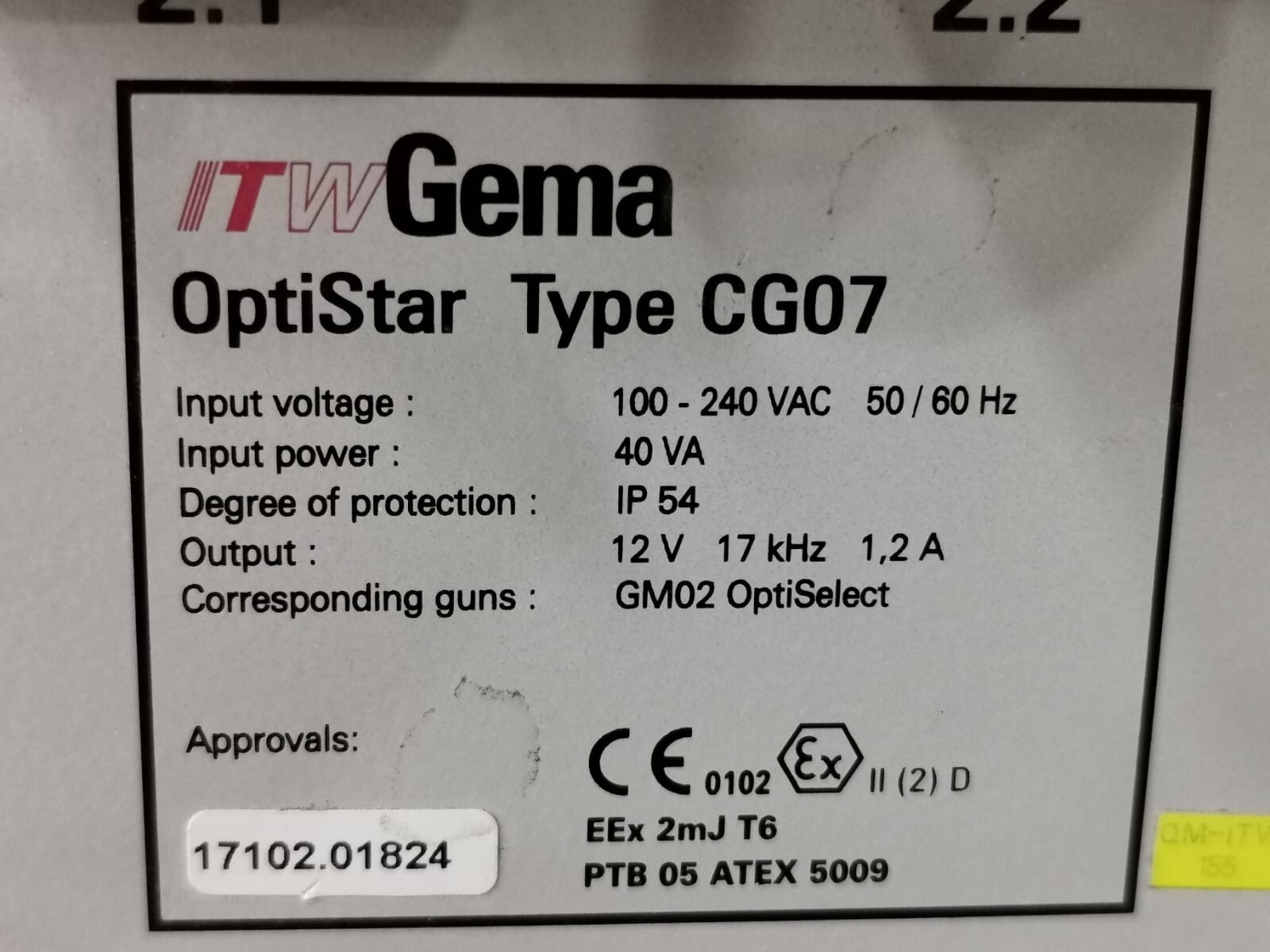 GEMA CG07 GEMA OptiStar CG07 Powder Coating Gun Control 2