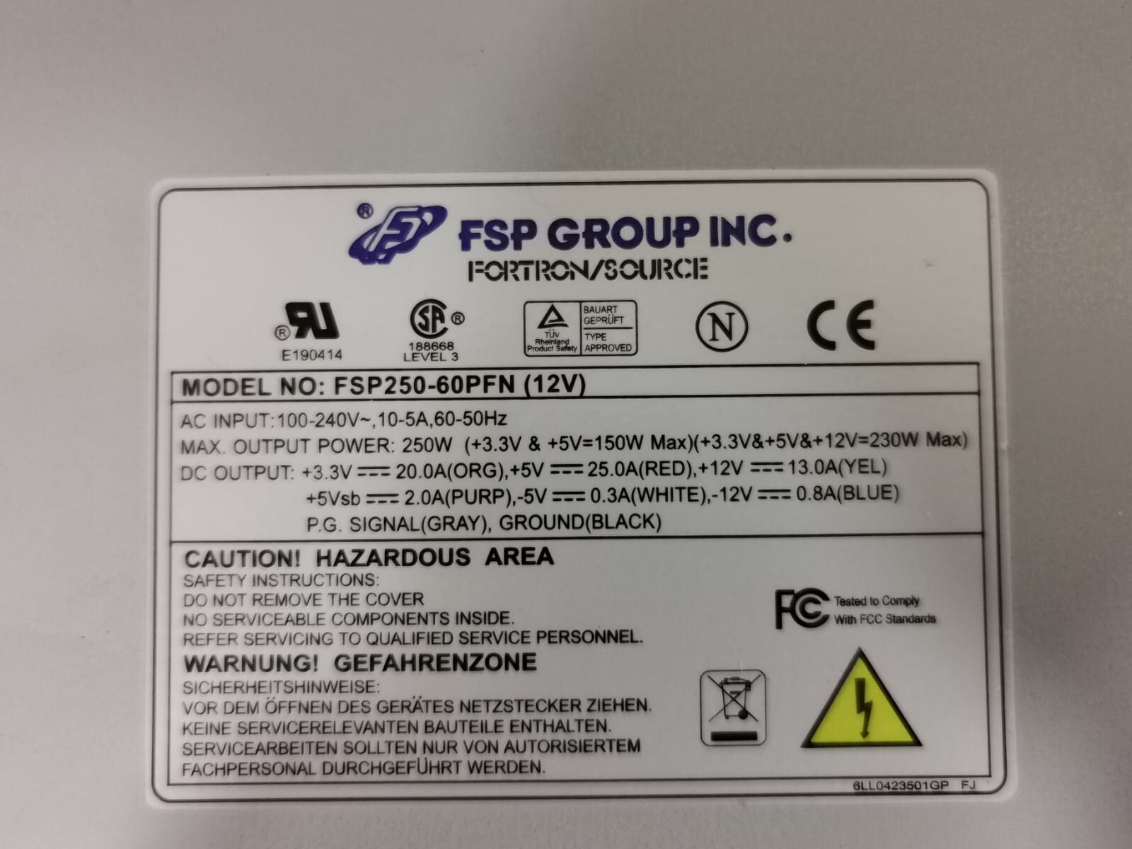 FSP FSP250-60PFN FSG GROUP FSP250-60PFN (12V) INDUSTRIAL CONTROL SWITCHING POWER SUPPLY 100-240V 3