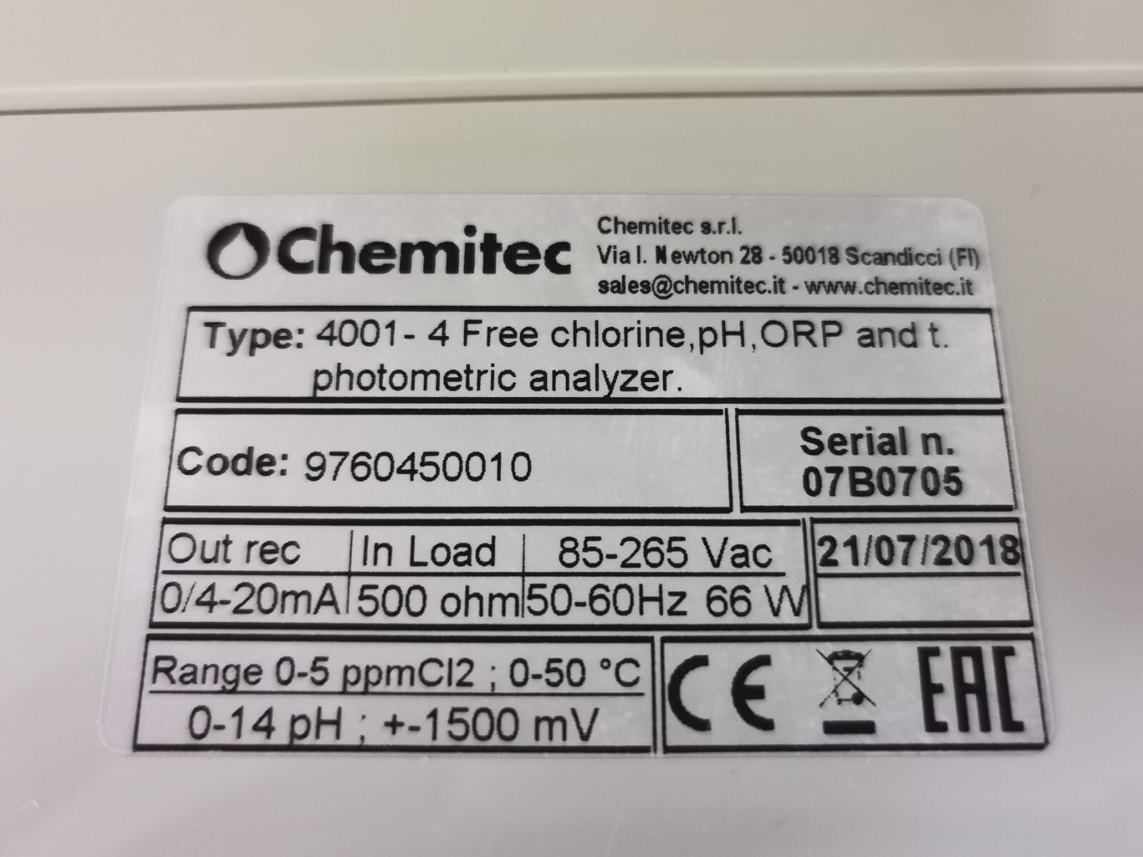 CHEMITEC 4001 CHEMITEC 4001 MultiPArameter PhotoMetric Analyzer 2