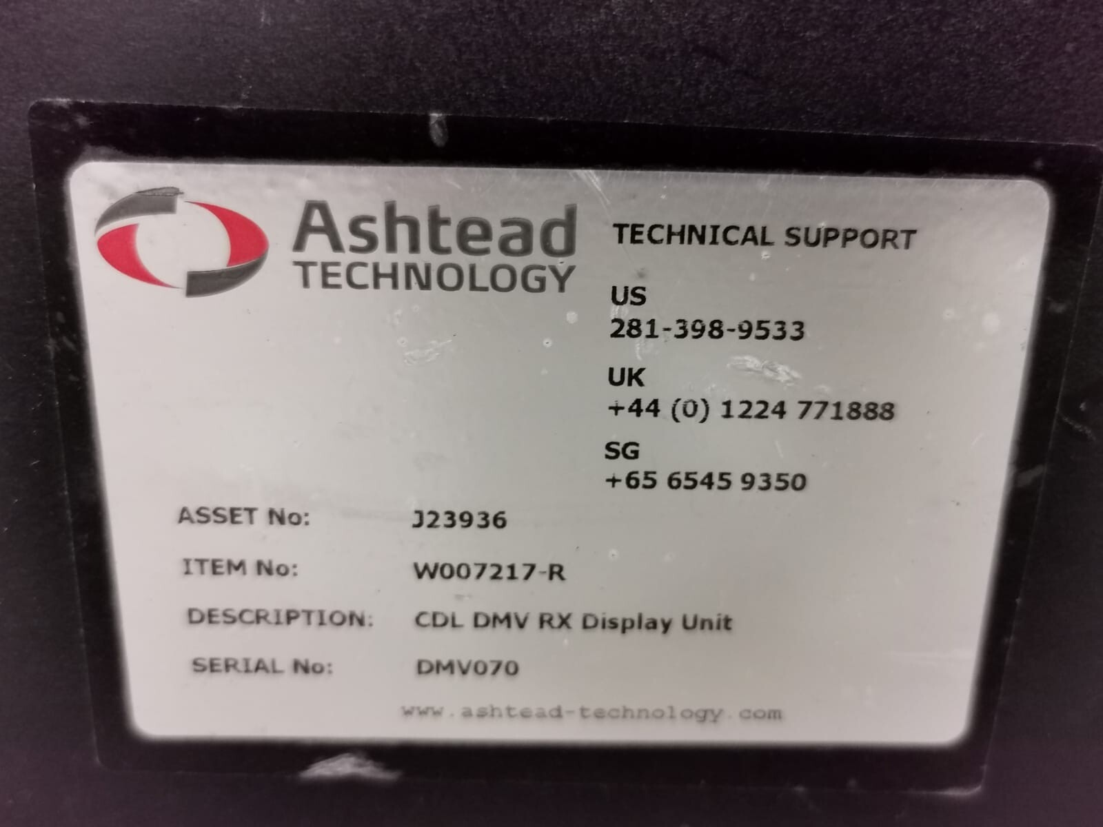 Ashtead Technology CDL DMV Rx Display Unit Ashtead Technology CDL DMV Rx Display Unit 10
