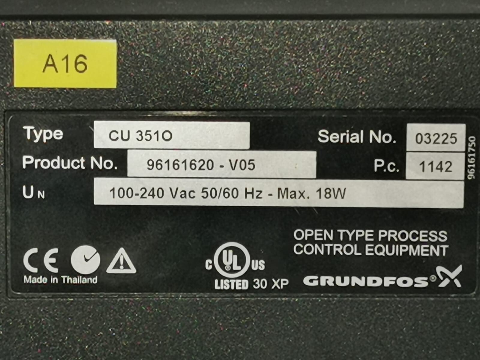 Grundfos 96161620-V05 GRUNDFOS CU 351/ 351O 96161620-V05 Flexible Control Controller 100-240VAC 7