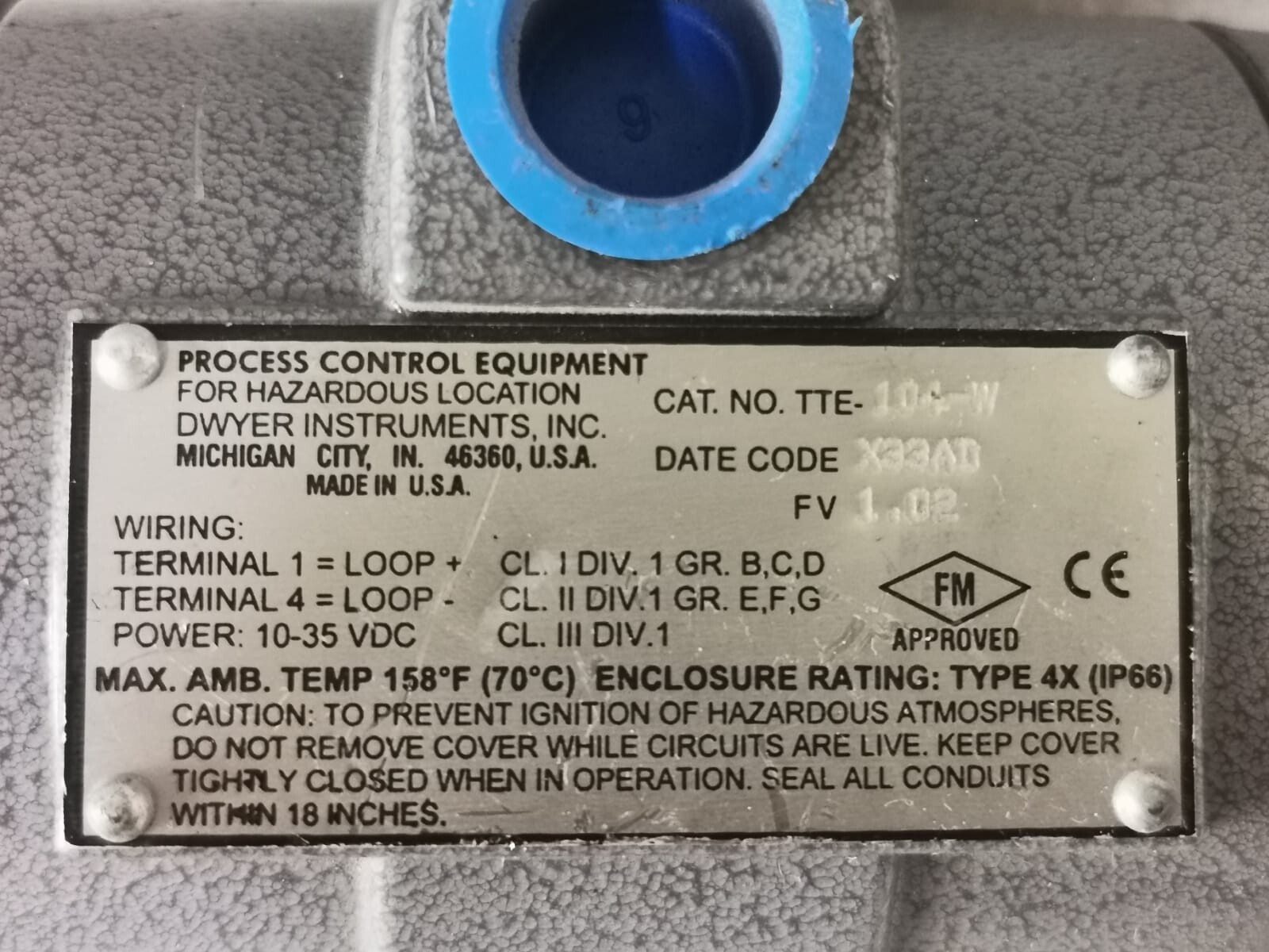 DWYER INSTRUMENTS TTE-104-W DWYER INSTRUMENTS TTE-104-W EXPLOSION-PROOF RTD Temperature Transmitter, 4"Probe 3