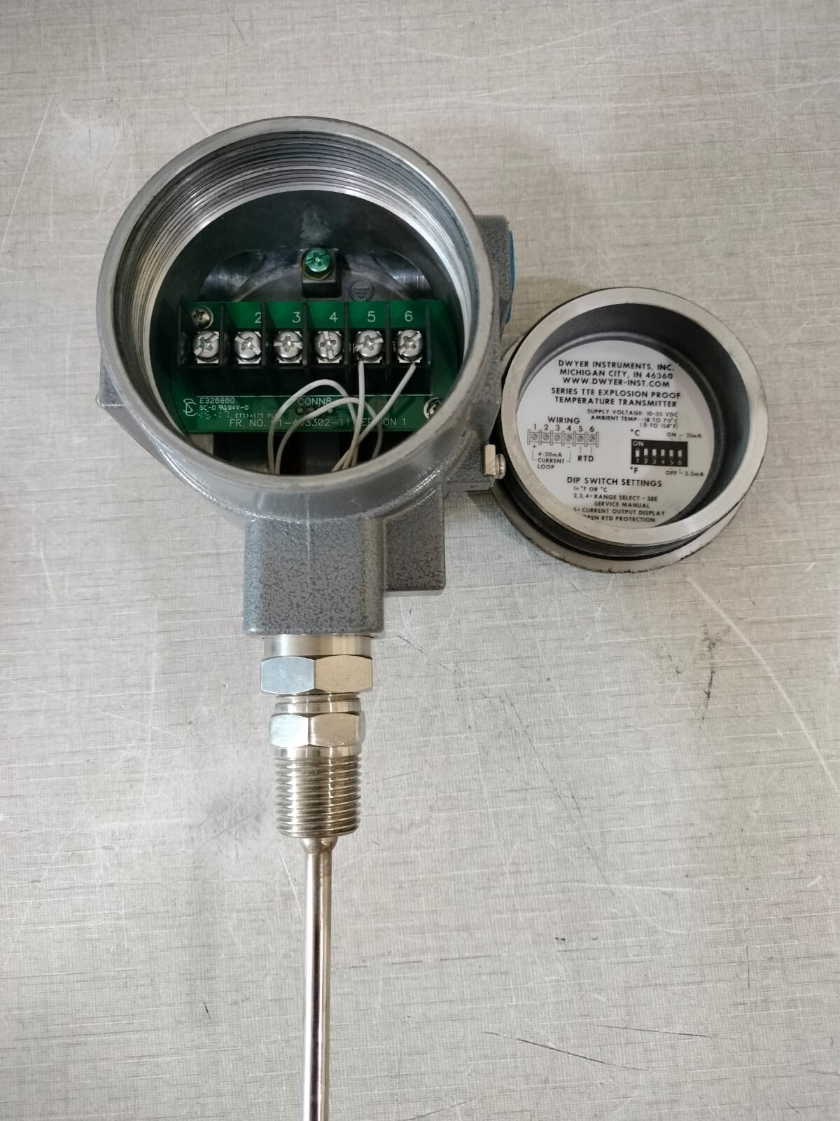 DWYER INSTRUMENTS TTE-104-W DWYER INSTRUMENTS TTE-104-W EXPLOSION-PROOF RTD Temperature Transmitter, 4"Probe 10