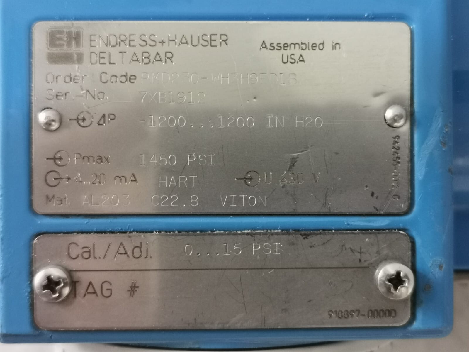 Endress+Hauser PMD230-WH3H9ED1B ENDRESS+HAUSER PMD230-WH3H9ED1B DELTABAR PRESSURE TRANSMITTER 4