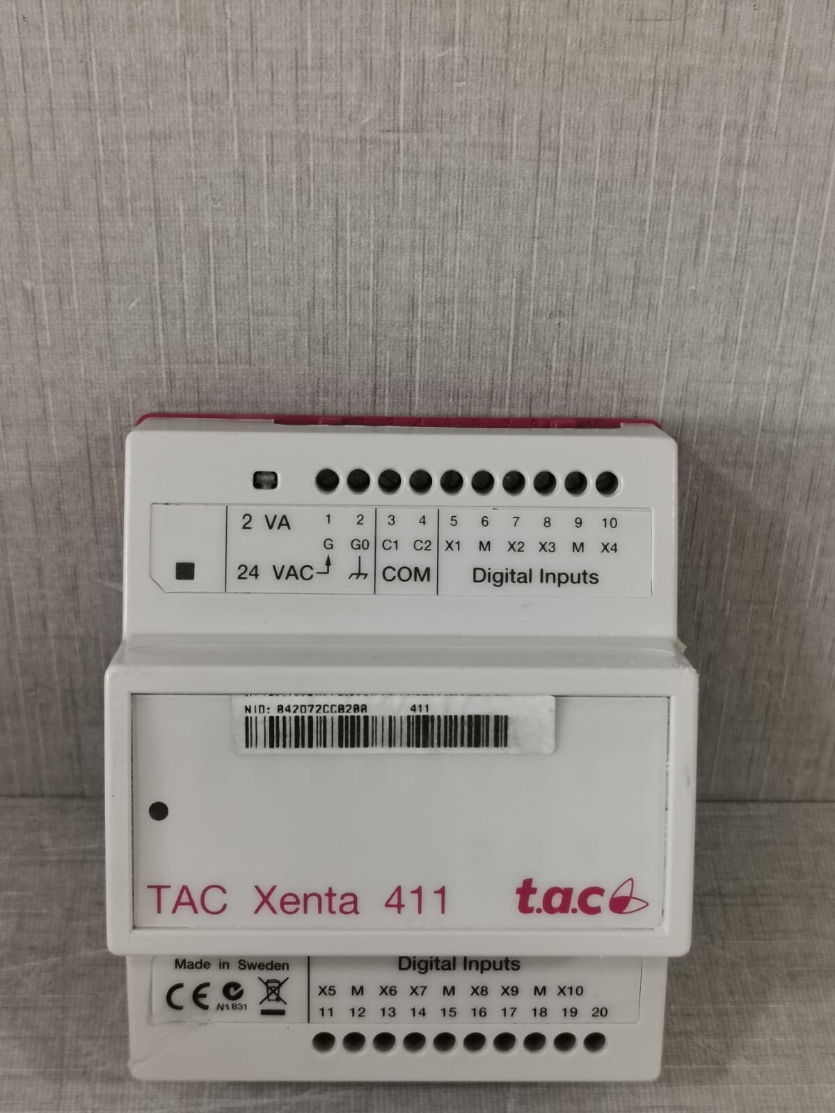 PCS TAC XENTA 411 DIGITAL INPUT MODULE WITH BASE 007302011 VER 1.05