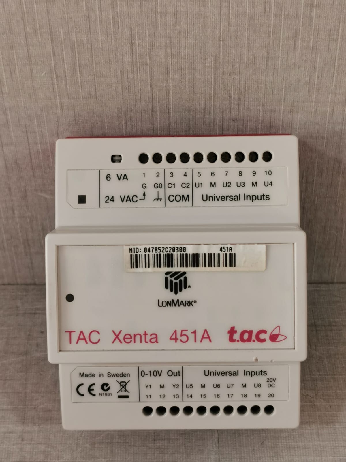 LONMARK TAC XENTA 451A UNIVERSAL I/O MODULE 007302850 Ver. 1.14