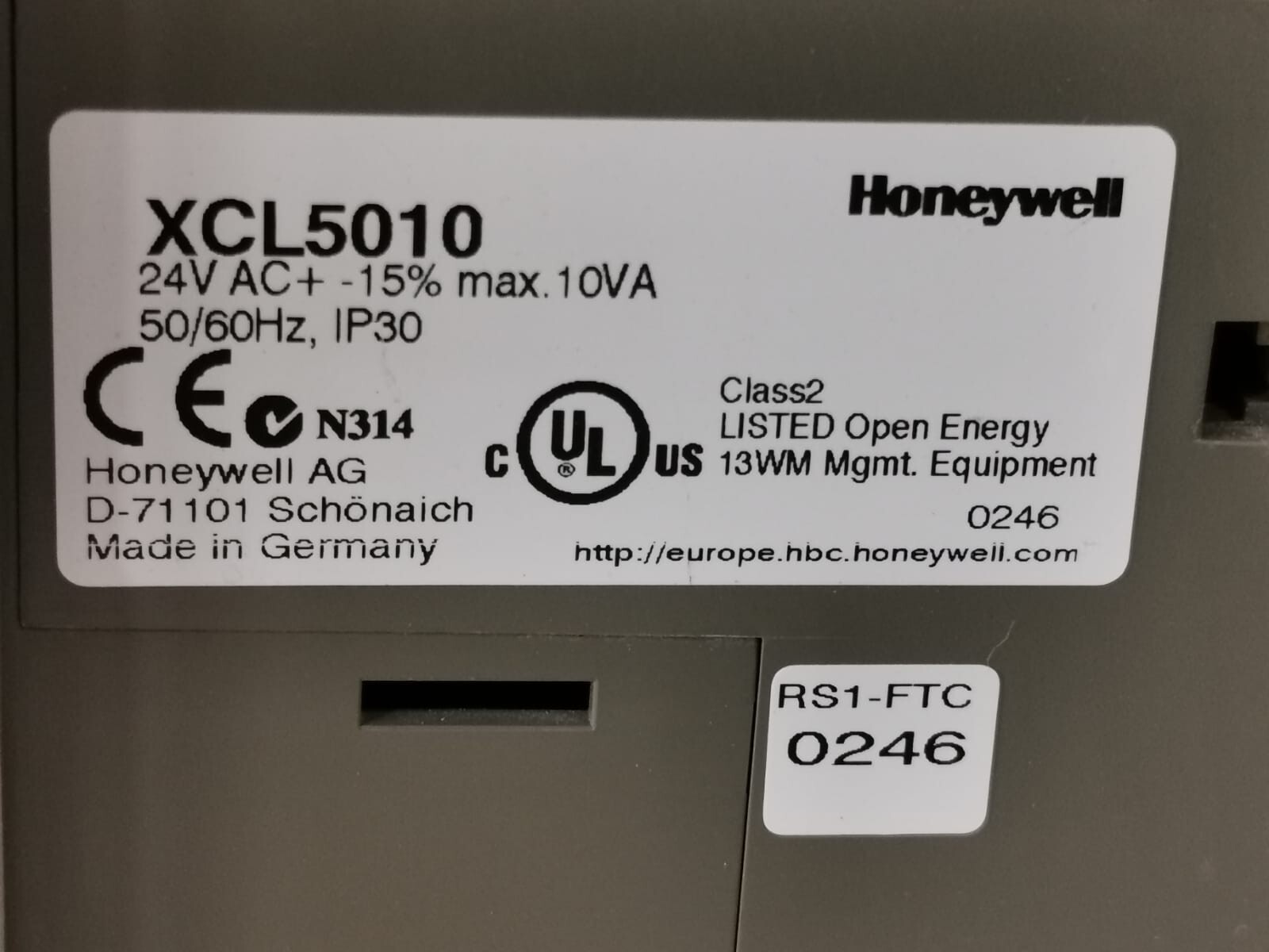 Honeywell Honeywell XCL5010 24V AC Honeywell XCL5010 24V AC + -15% max.10VA 50/60Hz,IP30 4
