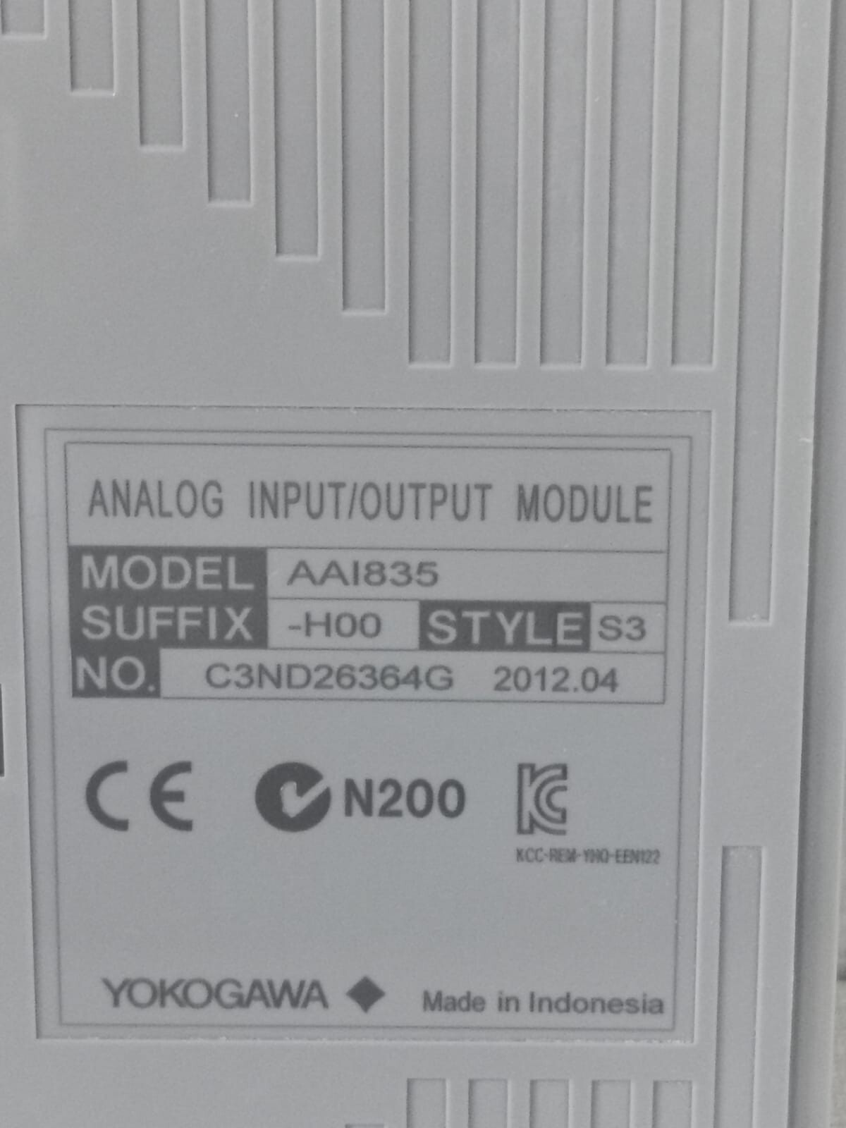 Yokogawa AAI835-H00 S3 YOKOGAWA AAI835-H00 S3 ANALOG INPUT/OUTPUT MODULE 3
