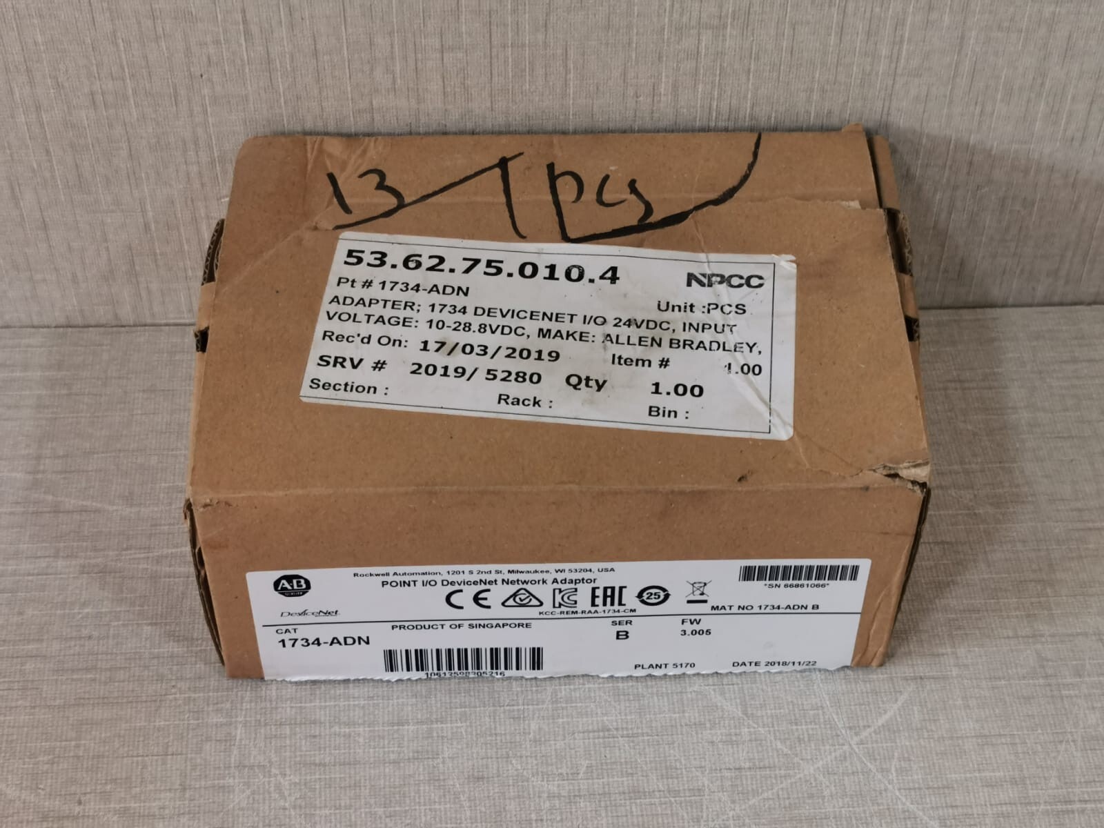 Allen-Bradley 1734-ADN Allen Bradley 1734-ADN Point I/O DeviceNet Network Adaptor Ser. B 10