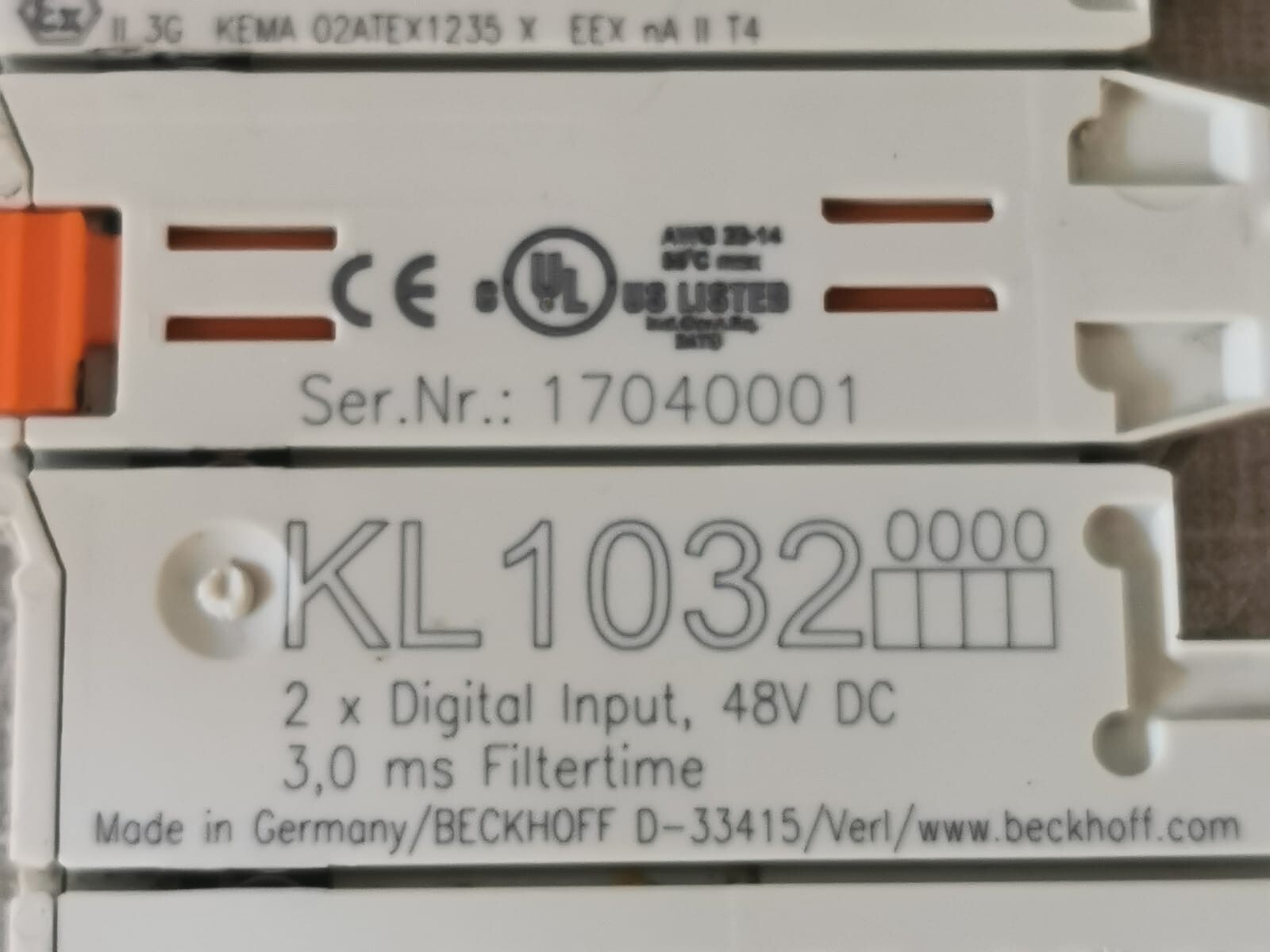 BECKOFF INPUT-48 BECKOFF KL1032 2-channel digital input, 48 V DC, 3 ms BUS TERMINAL 2
