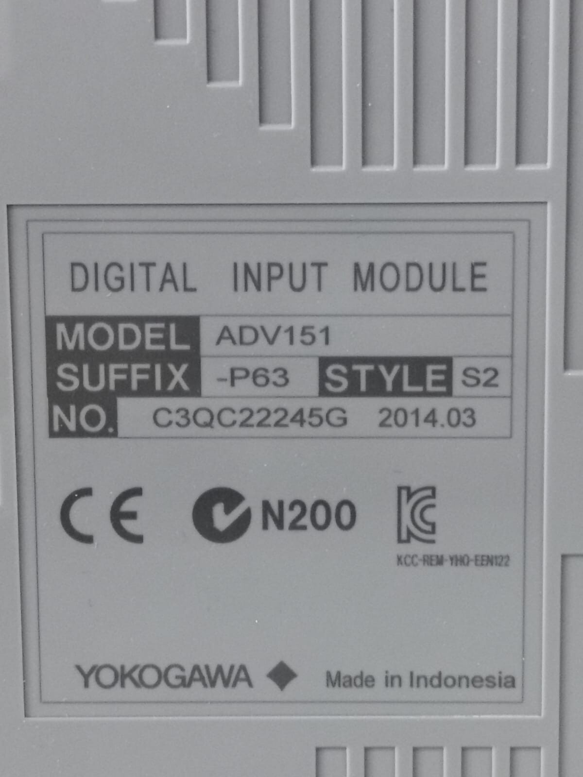Yokogawa ADV151-P63-S2 Yokogawa ADV151-P63-S2 Digital Input Module 3