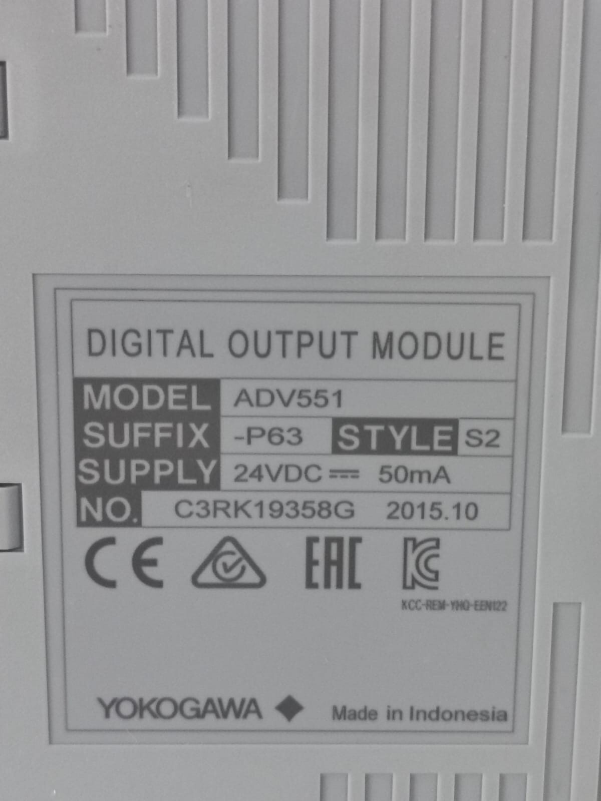 Yokogawa ADV551-P63 YOKOGAWA ADV551-P63 S2 DIGITAL OUTPUT MODULE 5