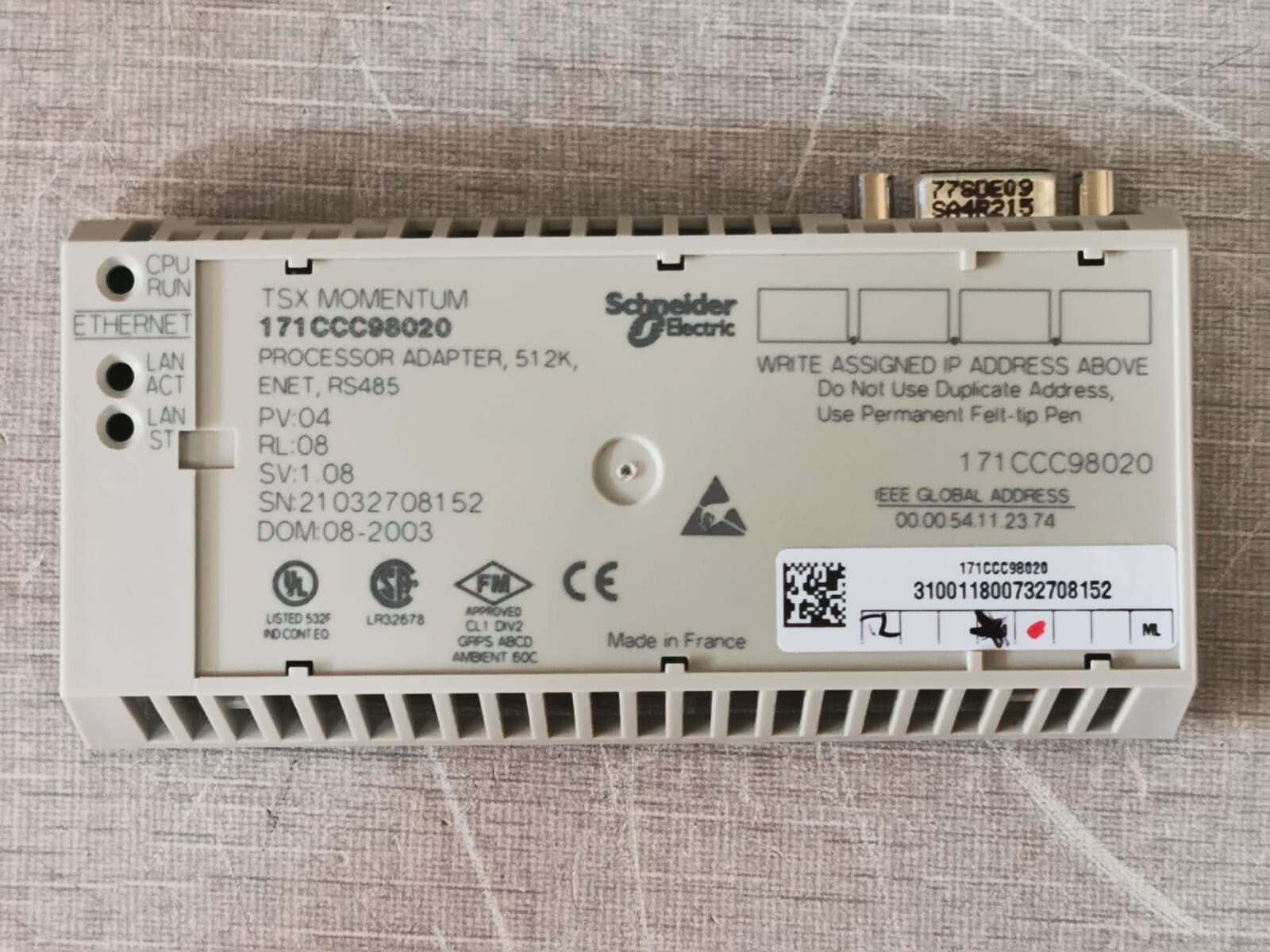Schneider Electric 171CCC98020 Schneider Electric 171CCC98020 TSX Momentum Processor Adaptor 2