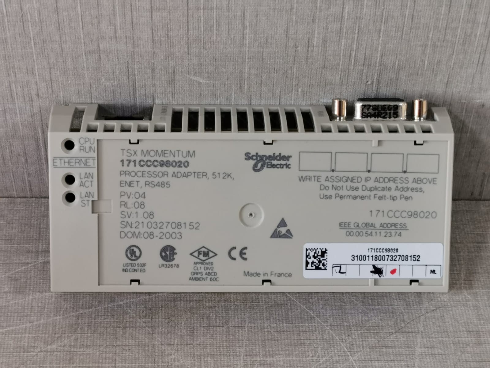 Schneider Electric 171CCC98020 TSX Momentum Processor Adaptor