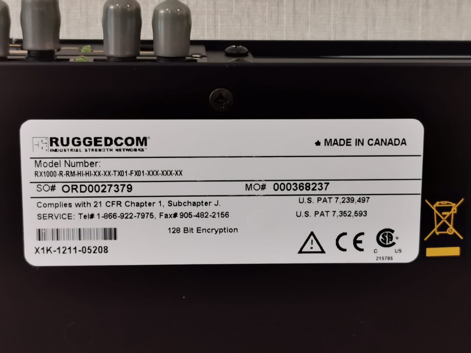 Siemens RX1000 RuggedCom RX1000-R-RM-HI-HI-XX-XX-TX01-FX01-XXX-XXX-XX 2