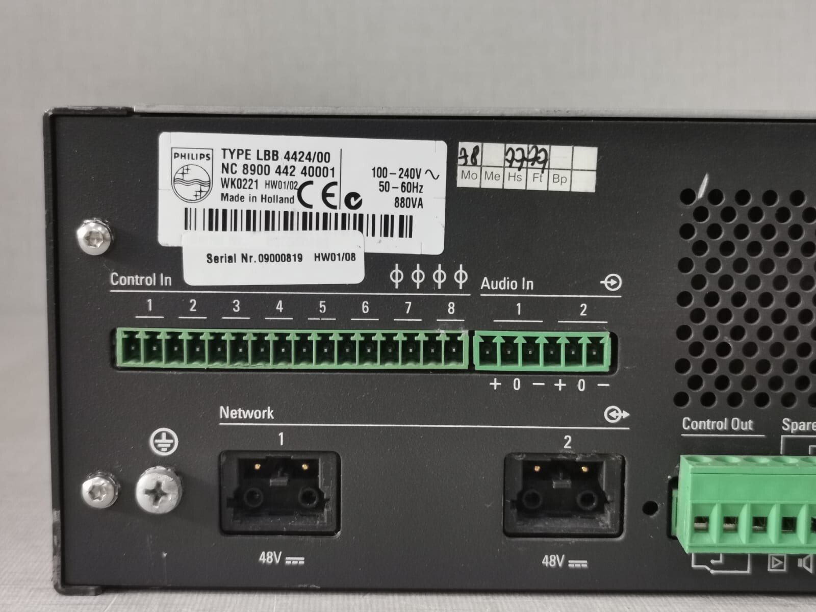 Philips LBB-4424 PHILIPS LBB 4424/00 HW01/02 POWER AMPLIFIER 100-240V 50-60Hz -W/ DARK SCREEN 10