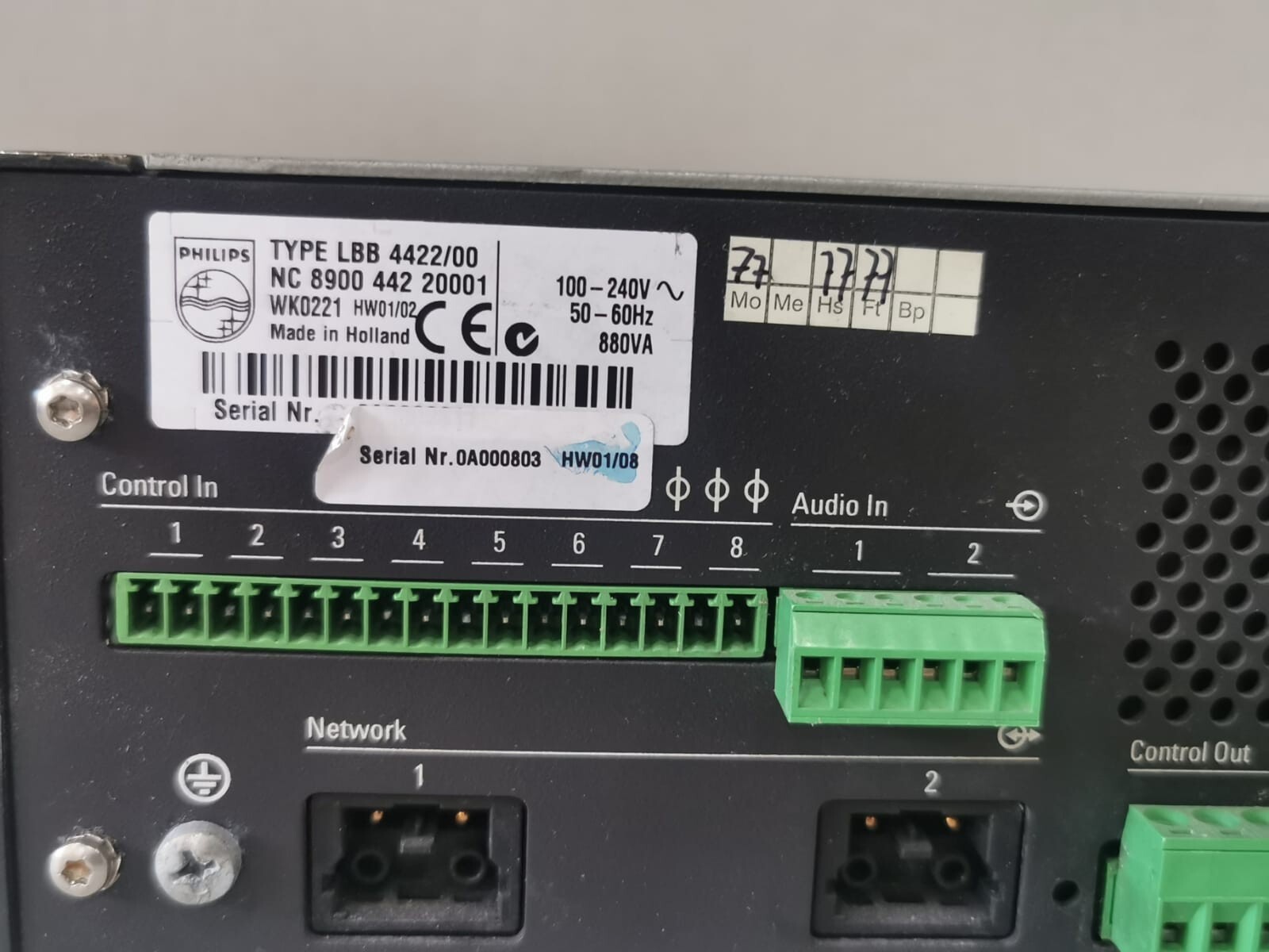 Philips LBB-4422 PHILIPS LBB 4422/00 POWER AMPLIFIER 100-240V 50/60Hz 880VA 6