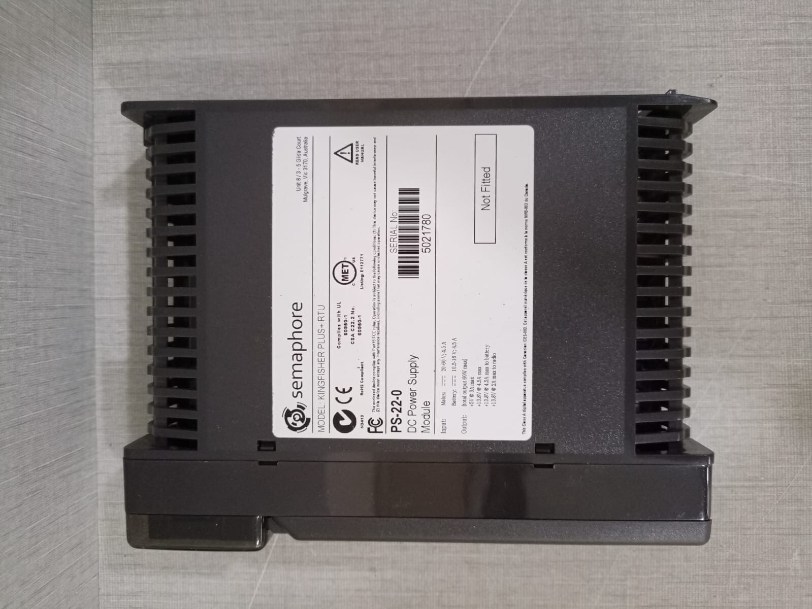 SEMAPHORE PS-22-0 Semaphore Kingfisher PLUS+RTU PS-22-0 DC Power Supply Module 4
