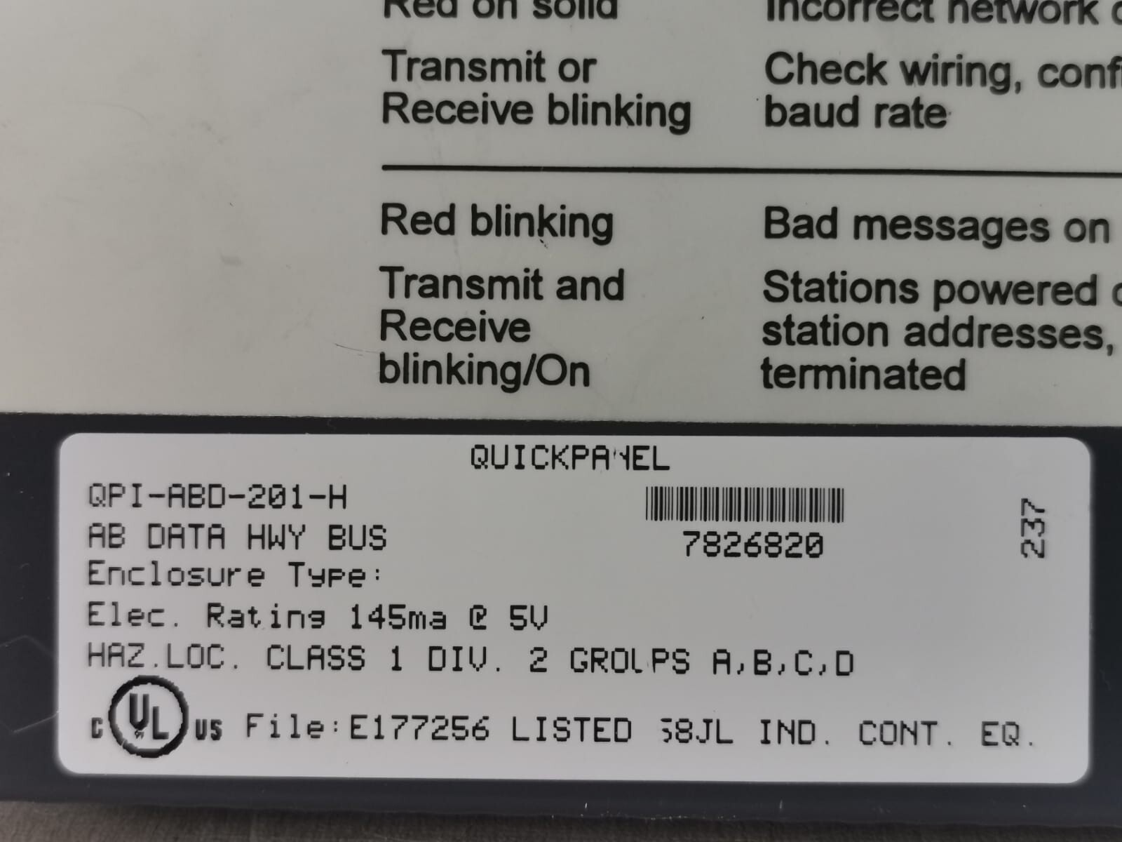 TOTAL CONTROL QPI-ABD-201-H TOTAL CONTROL QPI-ABD-201-H QUICKPANEL AB DATA HWY BUS 2