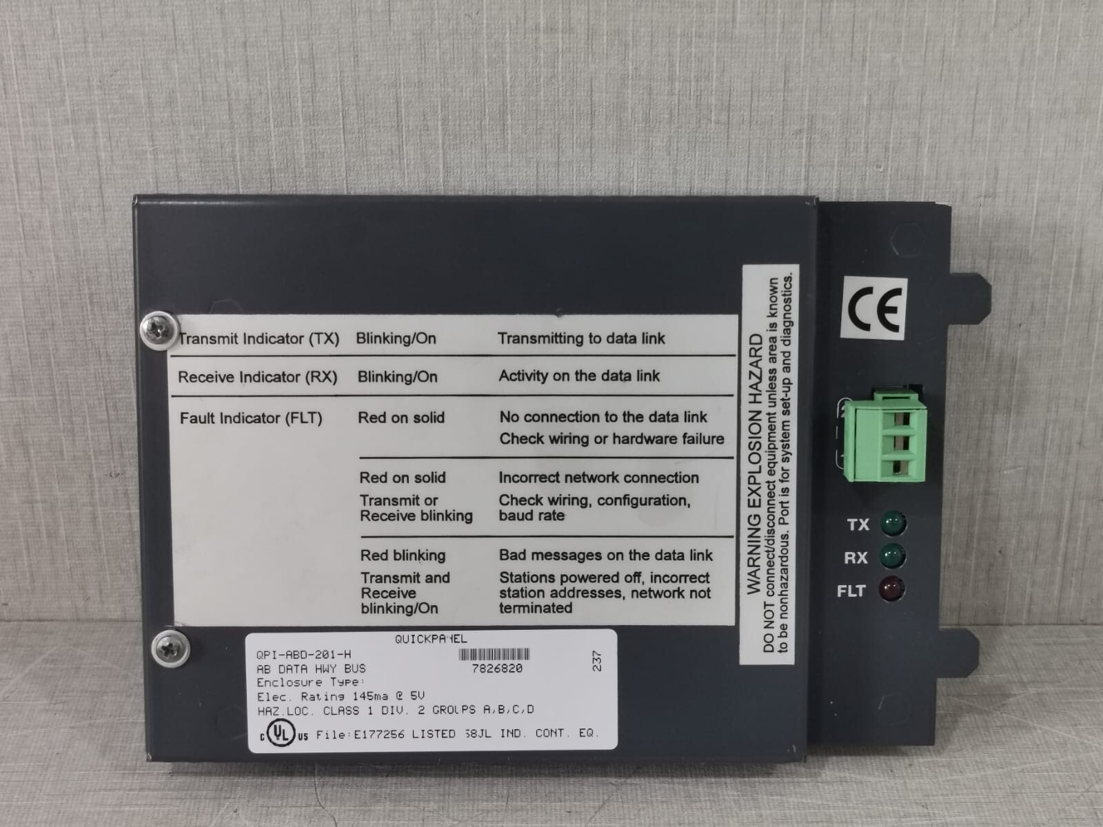 TOTAL CONTROL QPI-ABD-201-H QUICKPANEL AB DATA HWY BUS