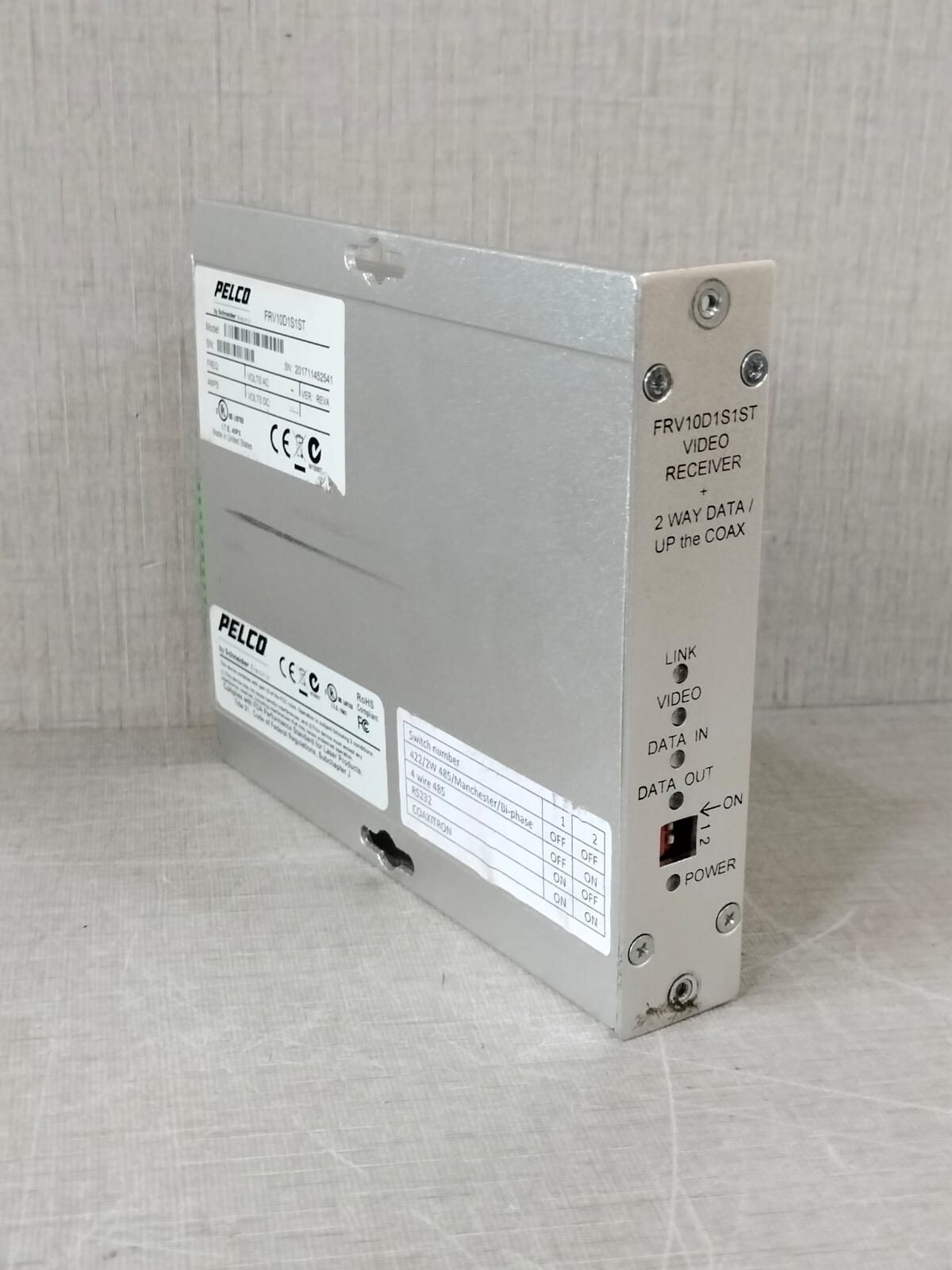 Pelco FRV10D1S1ST PELCO BY SCHNEIDER ELECTRIC FRV10D1S1ST VIDEO RECEIVER+2 WAY DATA/ UP THE COAX 10
