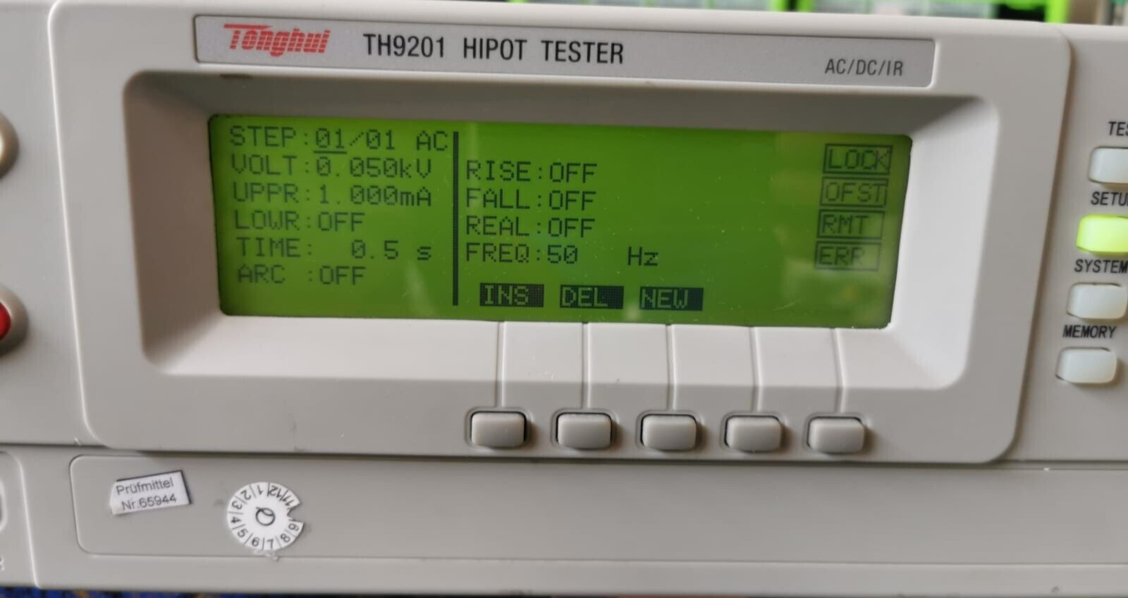 Tonghui TH9201 Tonghui TH9201 Hipot Tester AC/DC/IR VER. 2.59 8